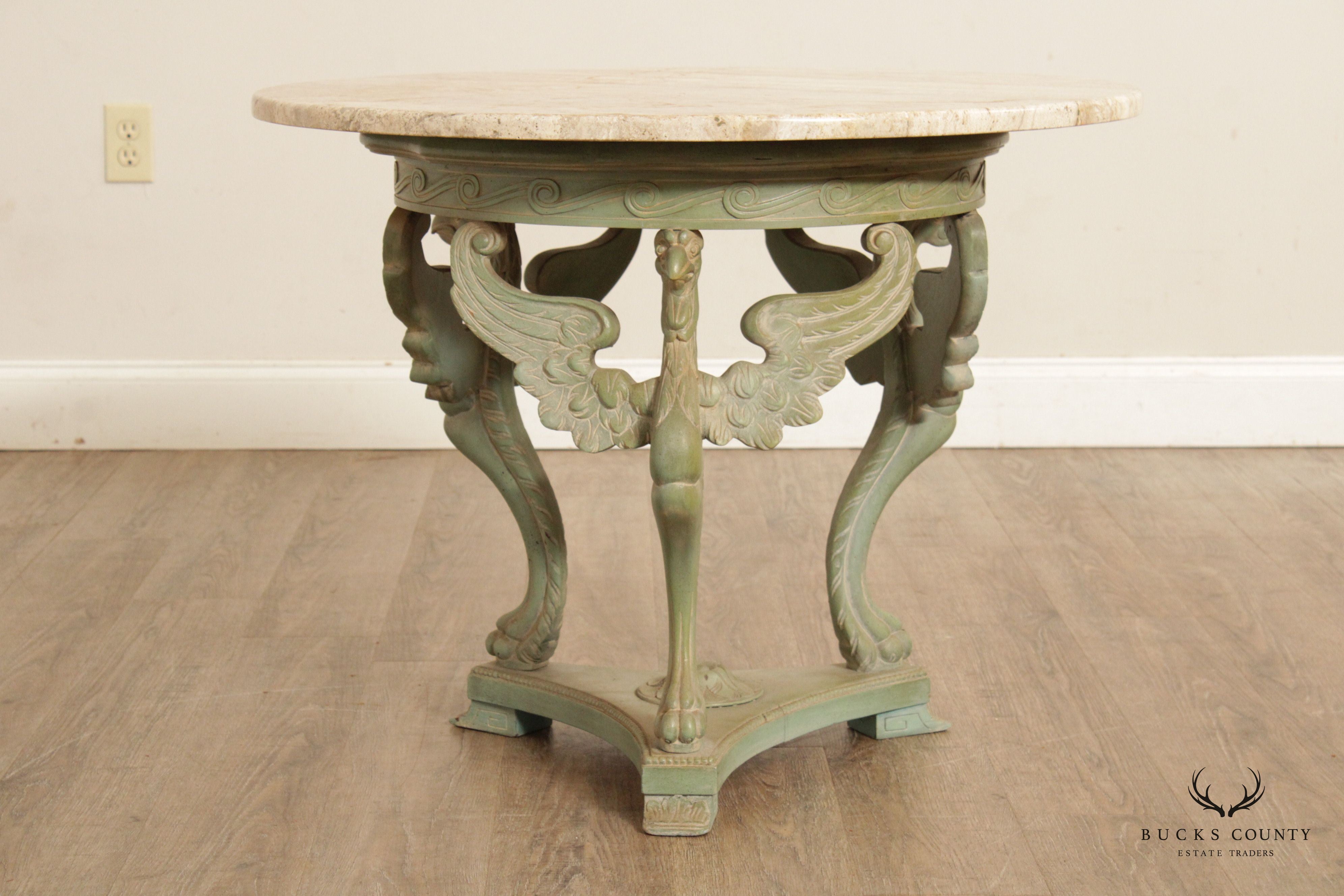 Renaissance Revival Style Marble Top Occasional Center Table