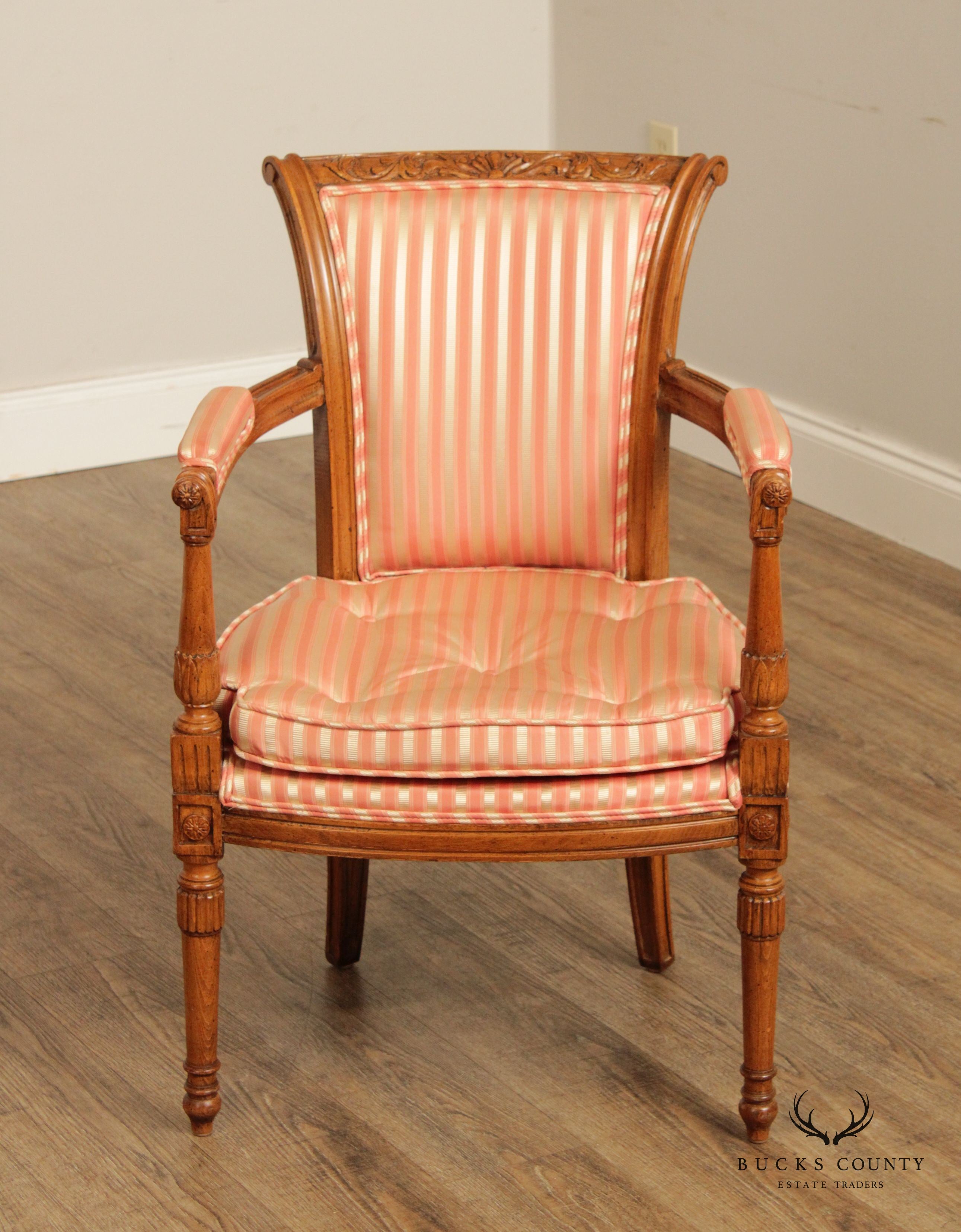 French Directoire Style Carved Fauteuil Arm Chair