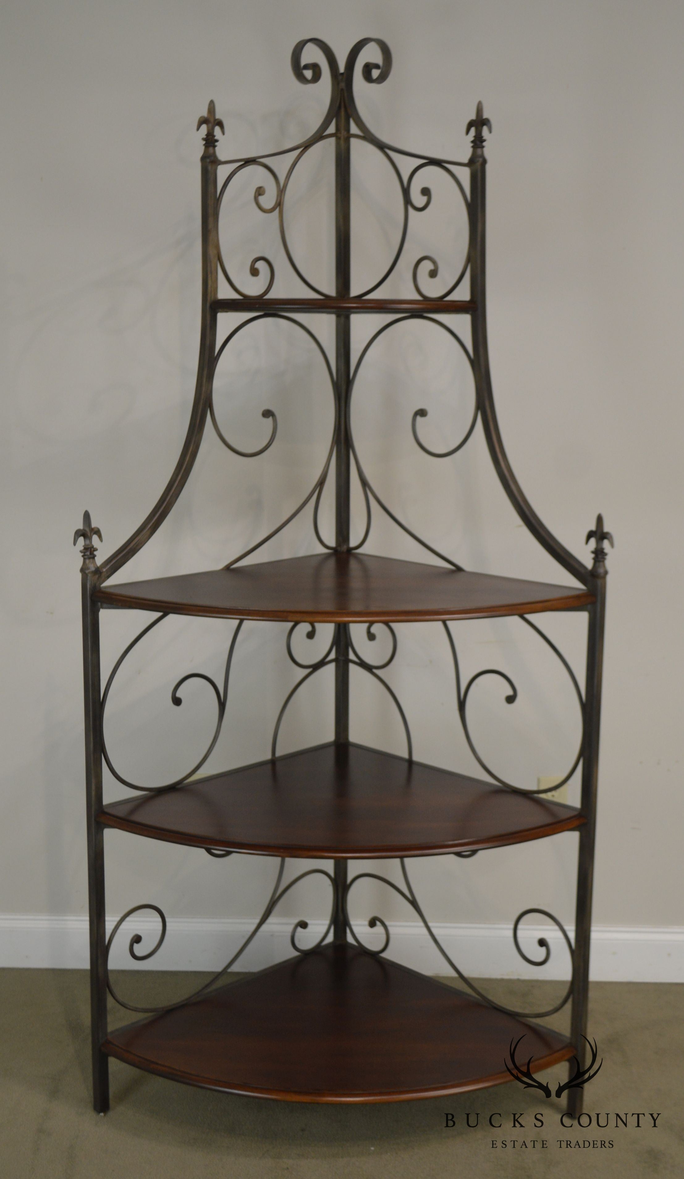 Drexel Heritage Wrought Iron & Cherry French Country Bakers Rack