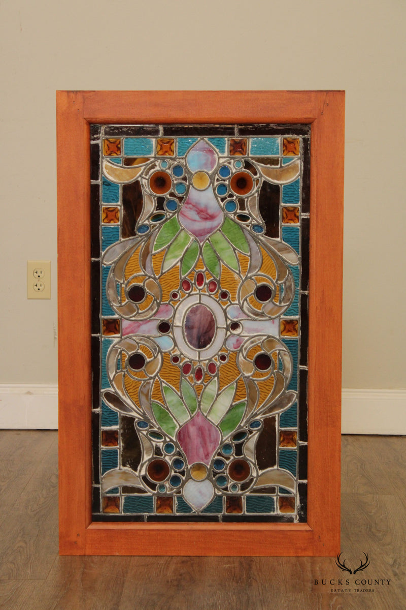 Fine Quality Antique American Victorian Stained Glass Transom Window