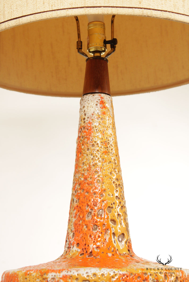 Mid Century Modern Pair Lava Ceramic Table Lamps