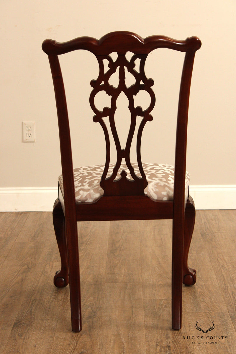 ETHAN ALLEN CHIPPENDALE STYLE SET OF TWELVE '18TH CENTURY MAHOGANY' DINING CHAIRS