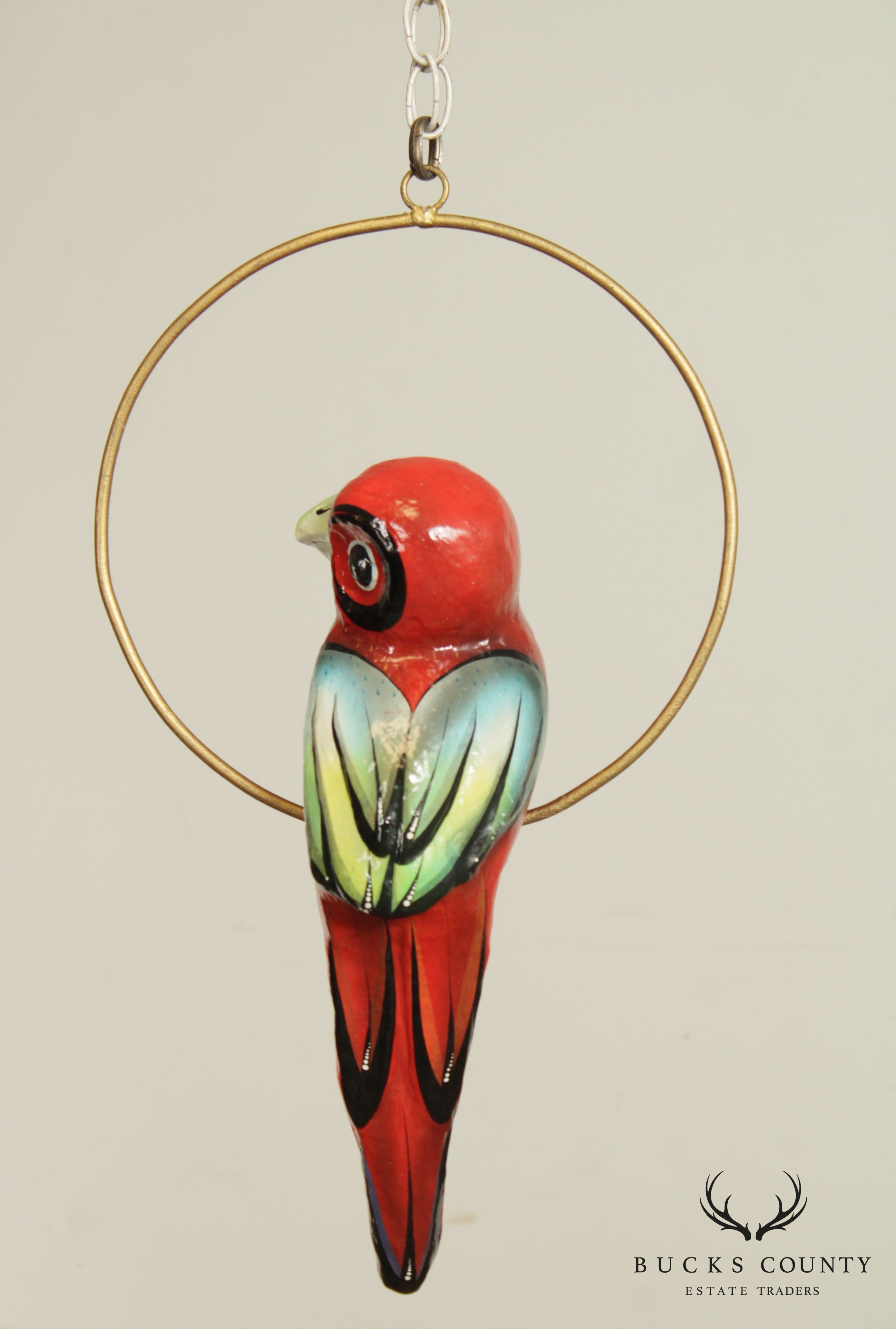 Tonala Mexico Folk Art Hanging Bird Sculpture