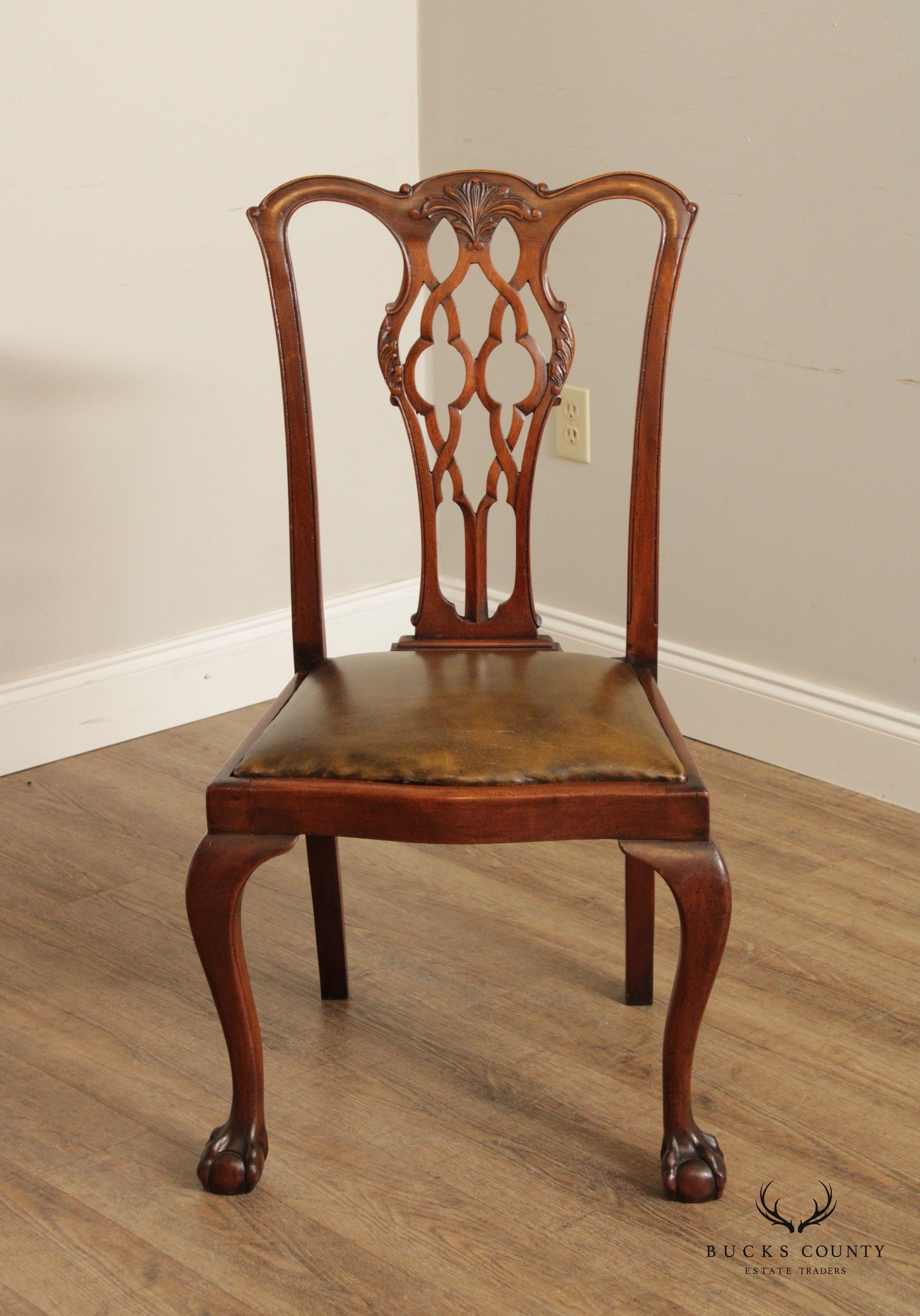 Chippendale Style Set Four Mahogany Ball and Claw Dining Chairs