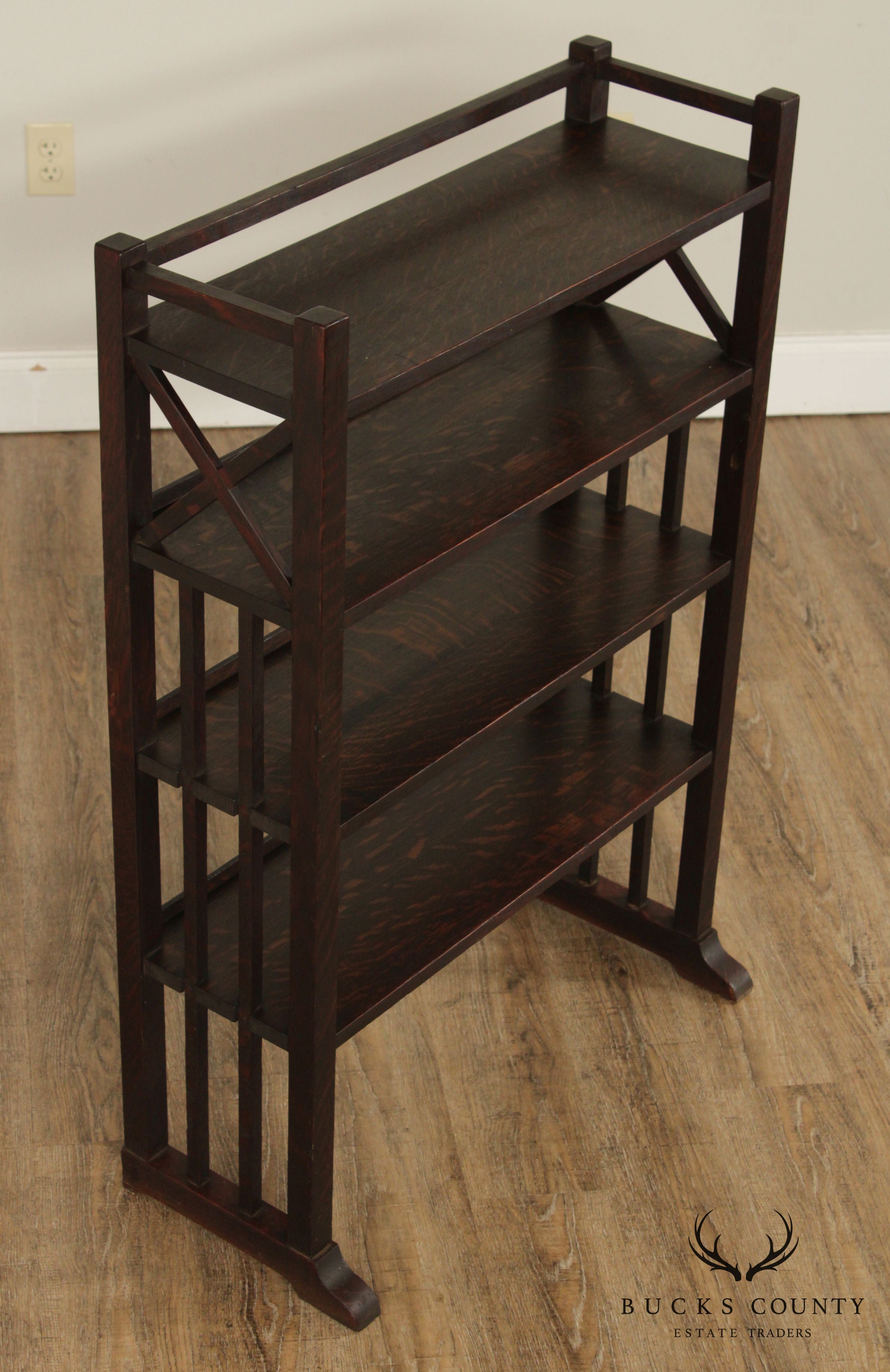 Antique Mission Oak 4 Tier Book Rack