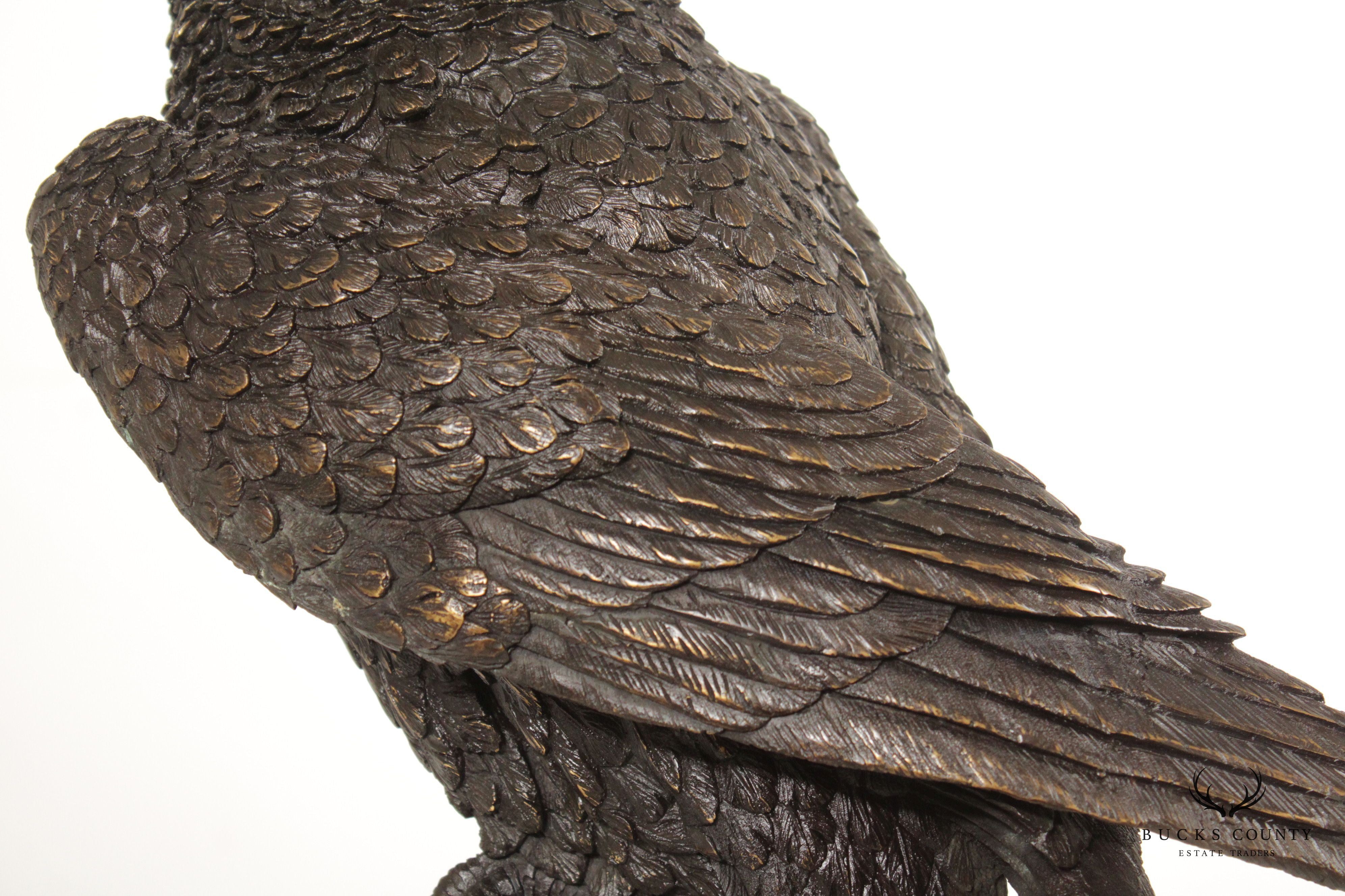 20th Century Falcon on Rock Bronze Sculpture