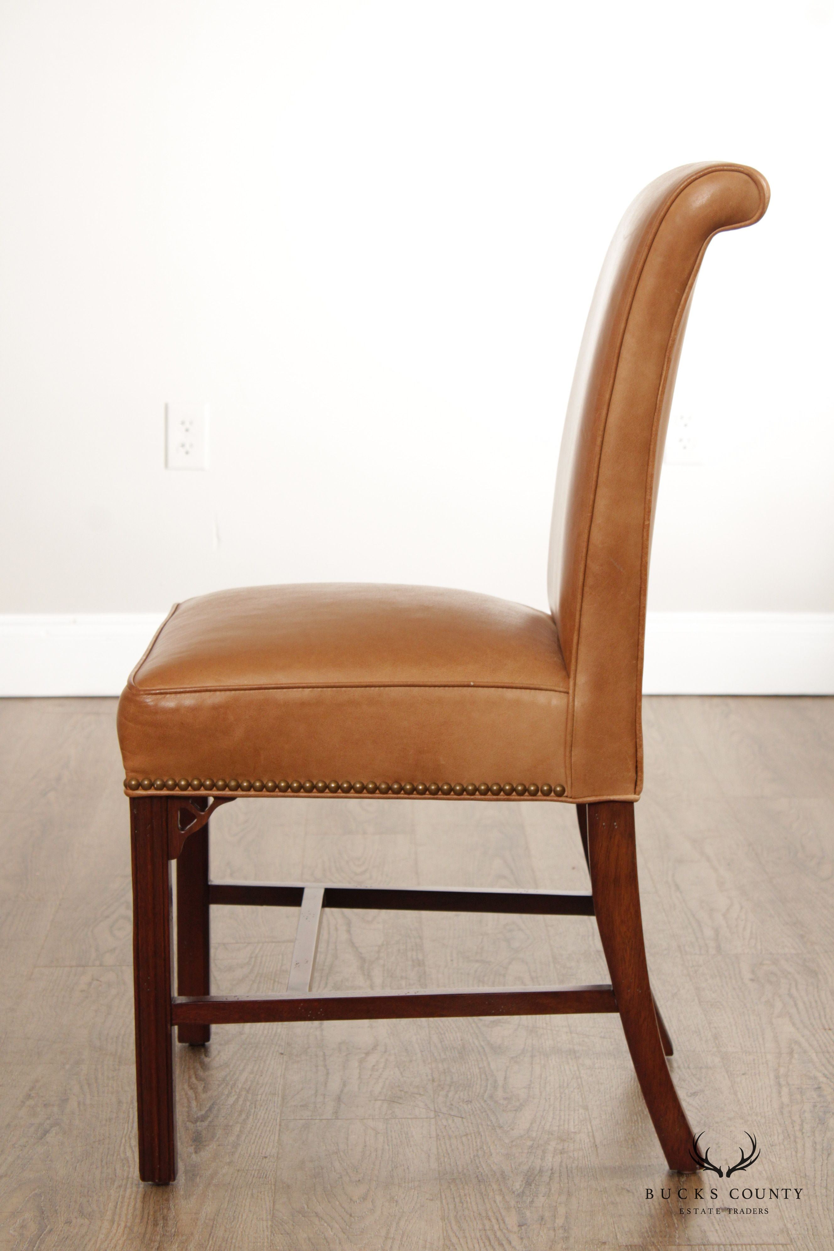 Hancock & Moore Chippendale Style Leather Side Chair