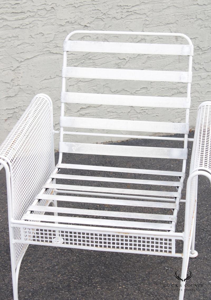 Woodard Mid Century Modern Pair Mesh Iron Outdoor Patio Chairs (B)