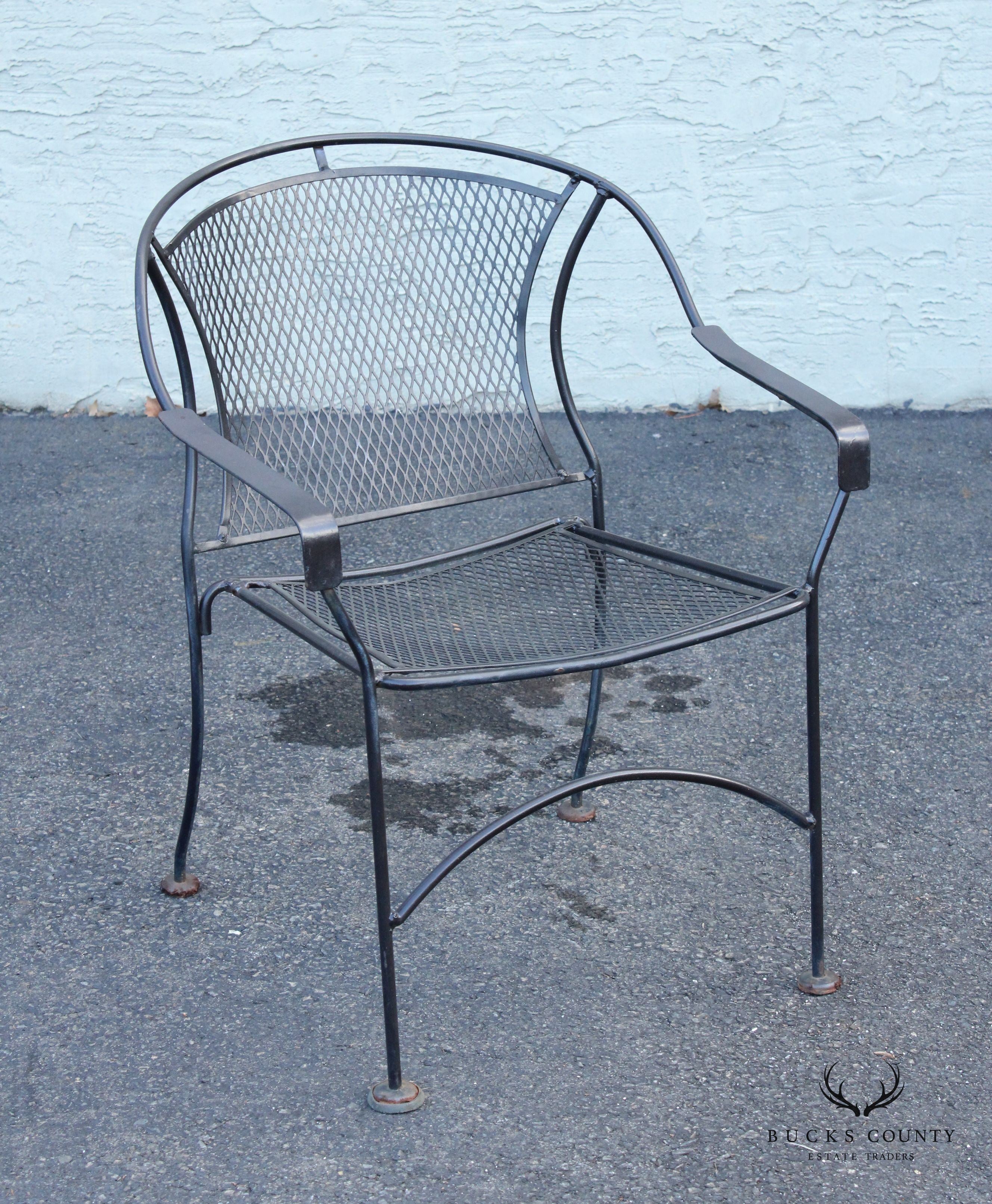 Vintage Set of Four Wrought Iron Patio Dining Chairs