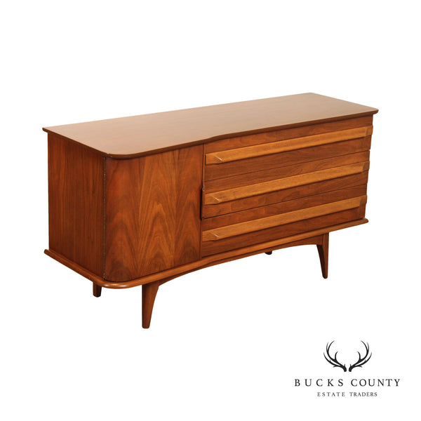 United Furniture Mid Century Modern Sculpted Walnut Dresser