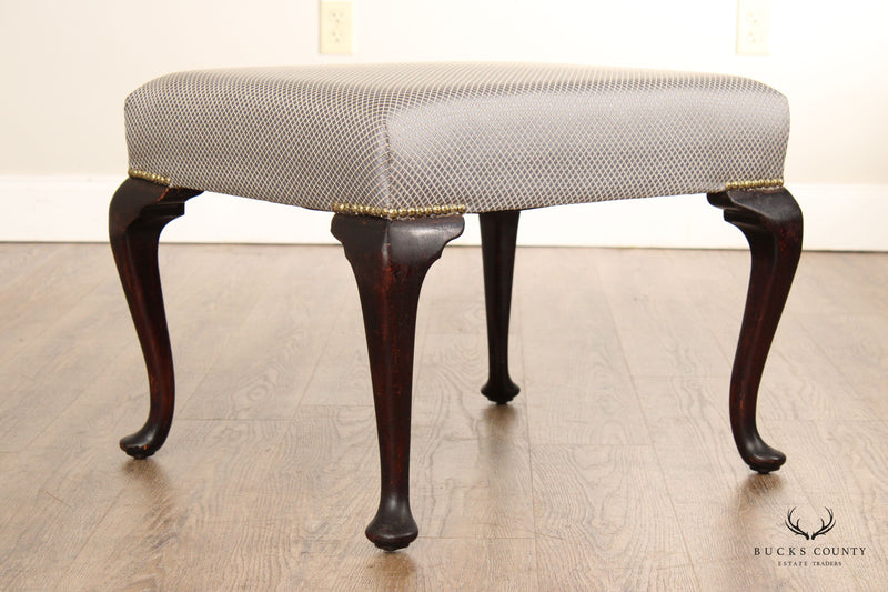 Queen Anne Style Custom Upholstered Foot Stool