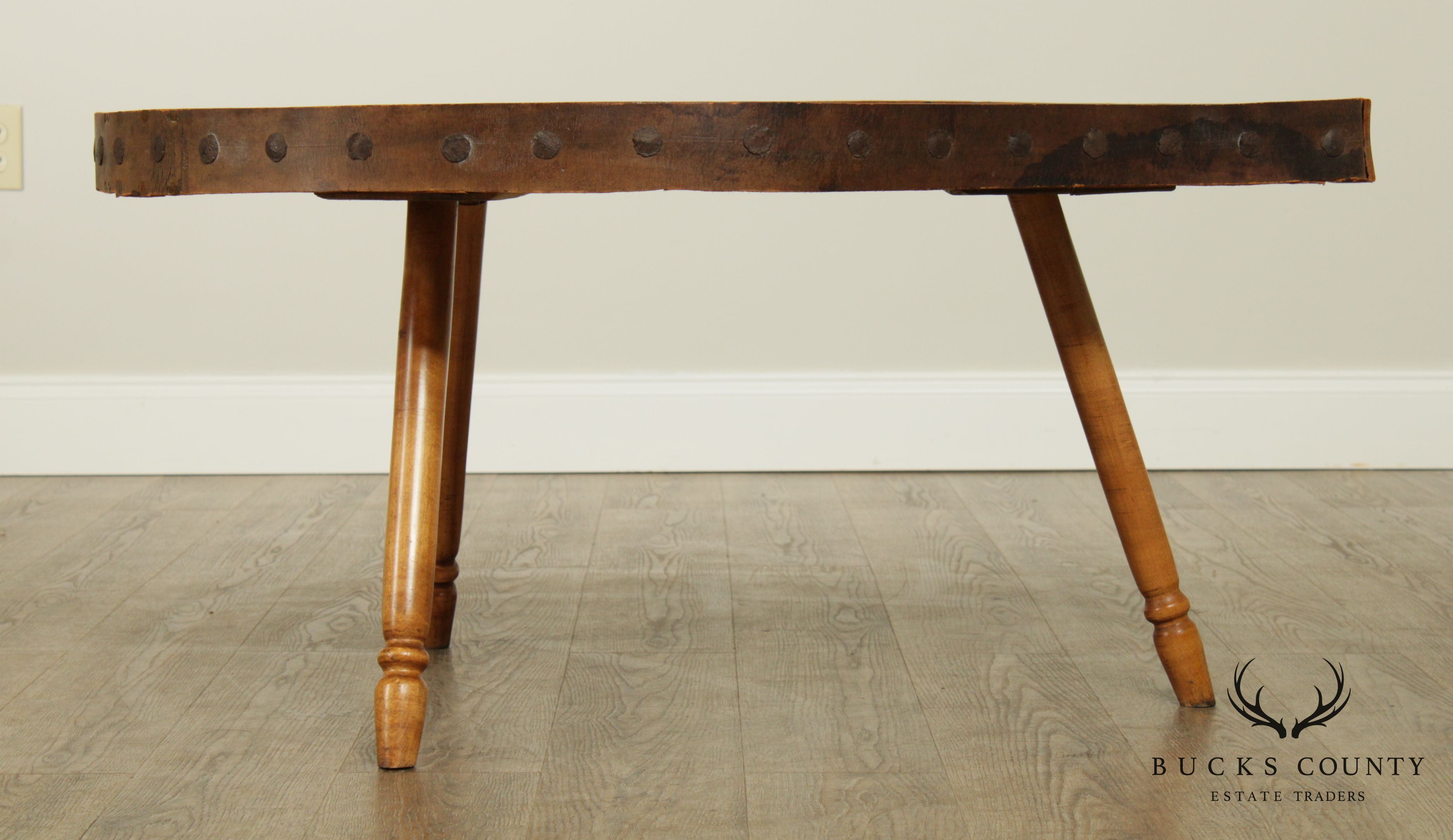 Antique Pine Fireplace Bellows Top Coffee Table