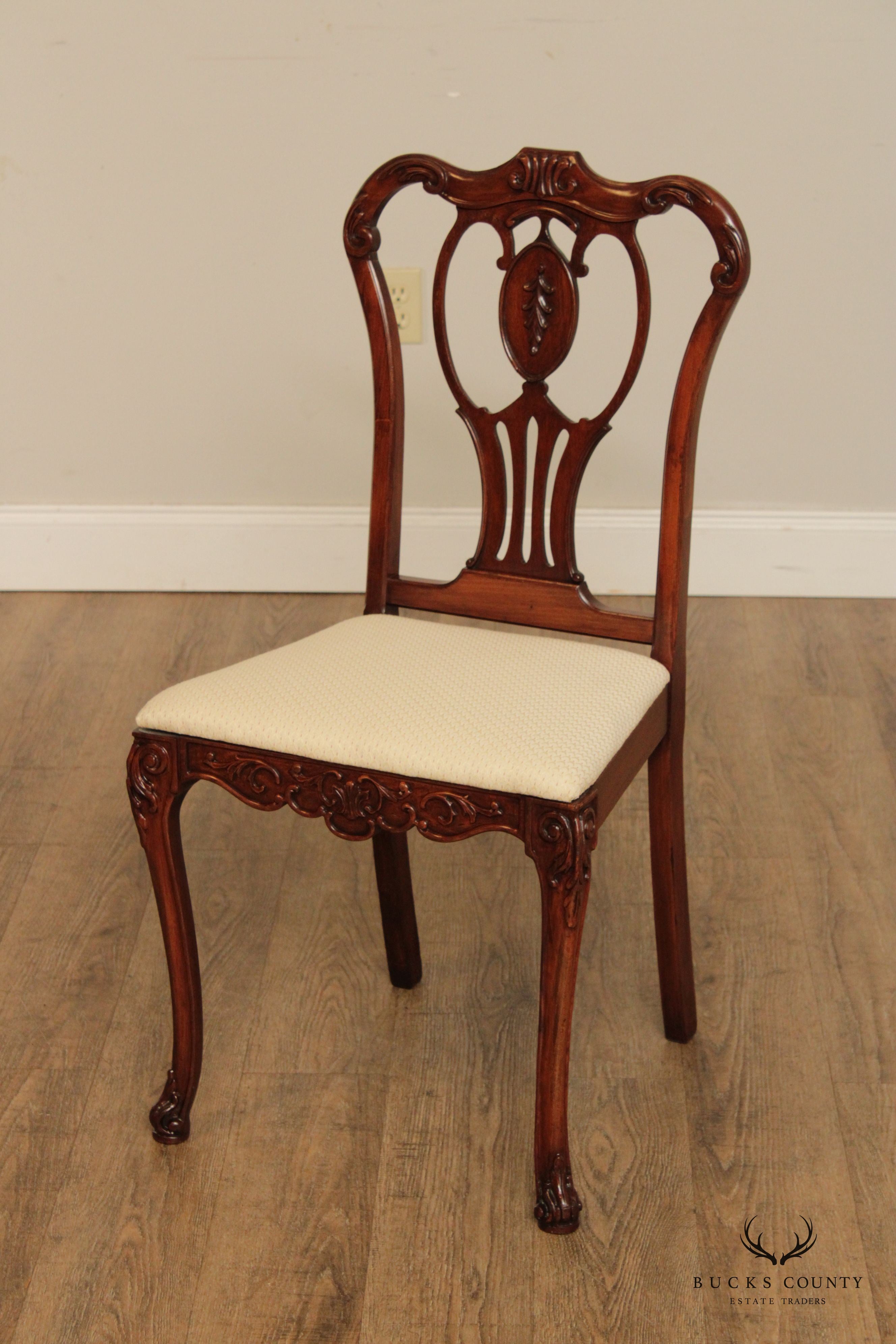 Georgian Style  Vintage Carved Mahogany Side Chair