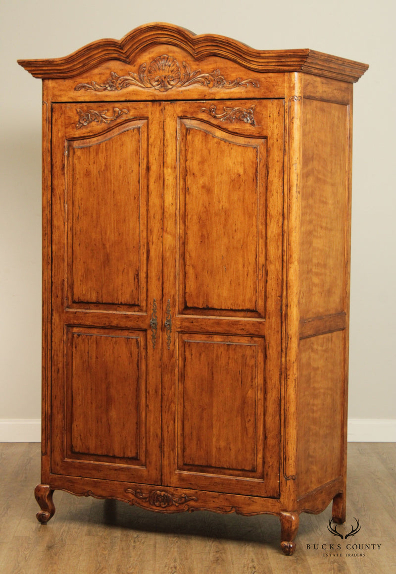 French Provincial Louis XV Style Fruit Wood Armoire