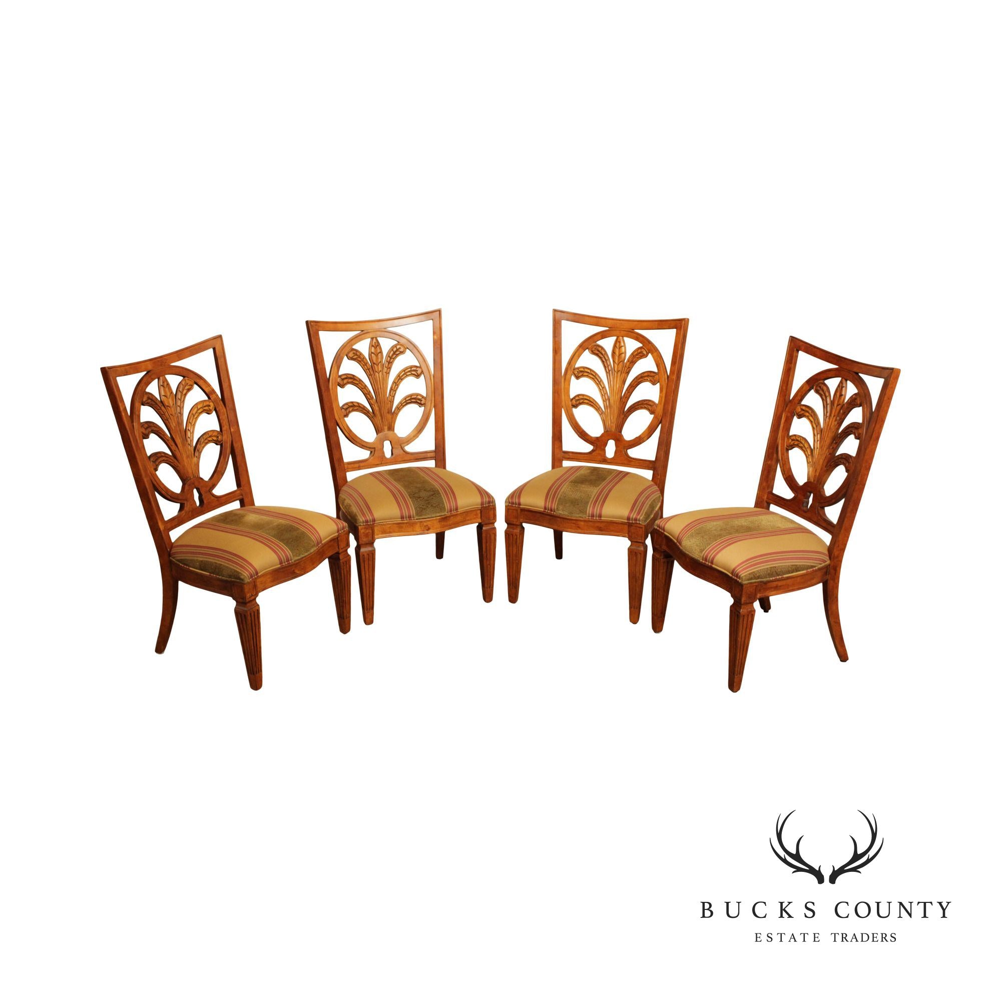 Century Furniture Hepplewhite Style Set of Four Carved Dining Chairs