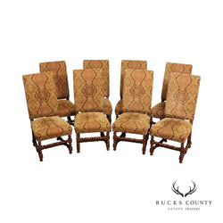 Bausman & Company Jacobean Style Set Of Eight Upholstered Dining Chairs