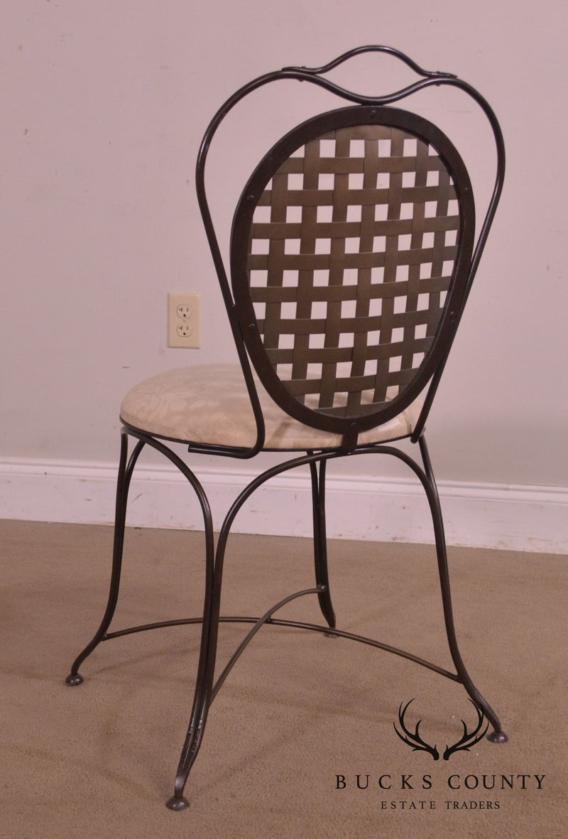 Quality Wrought Iron Lattice Back Side Chair