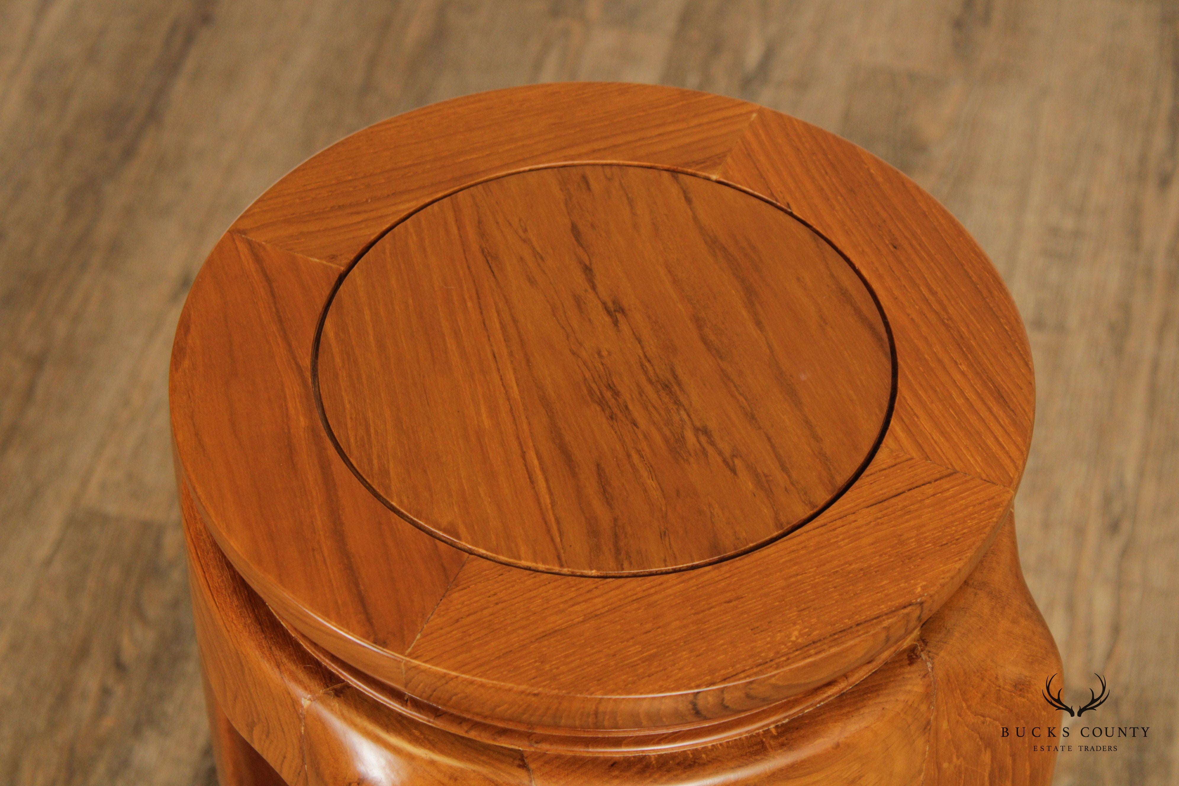 Hand Carved Solid Teak Bar and Pair of Bar Stools