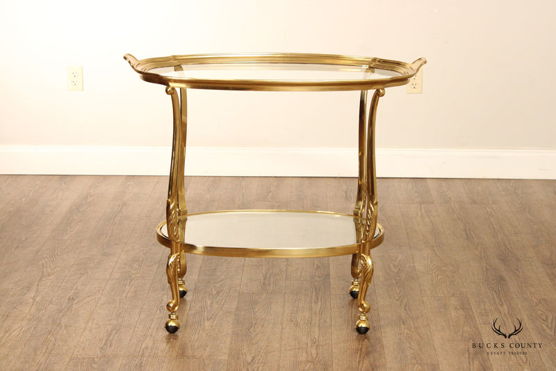 Labarge French Louis XV Style Brass and Glass Server Bar Cart