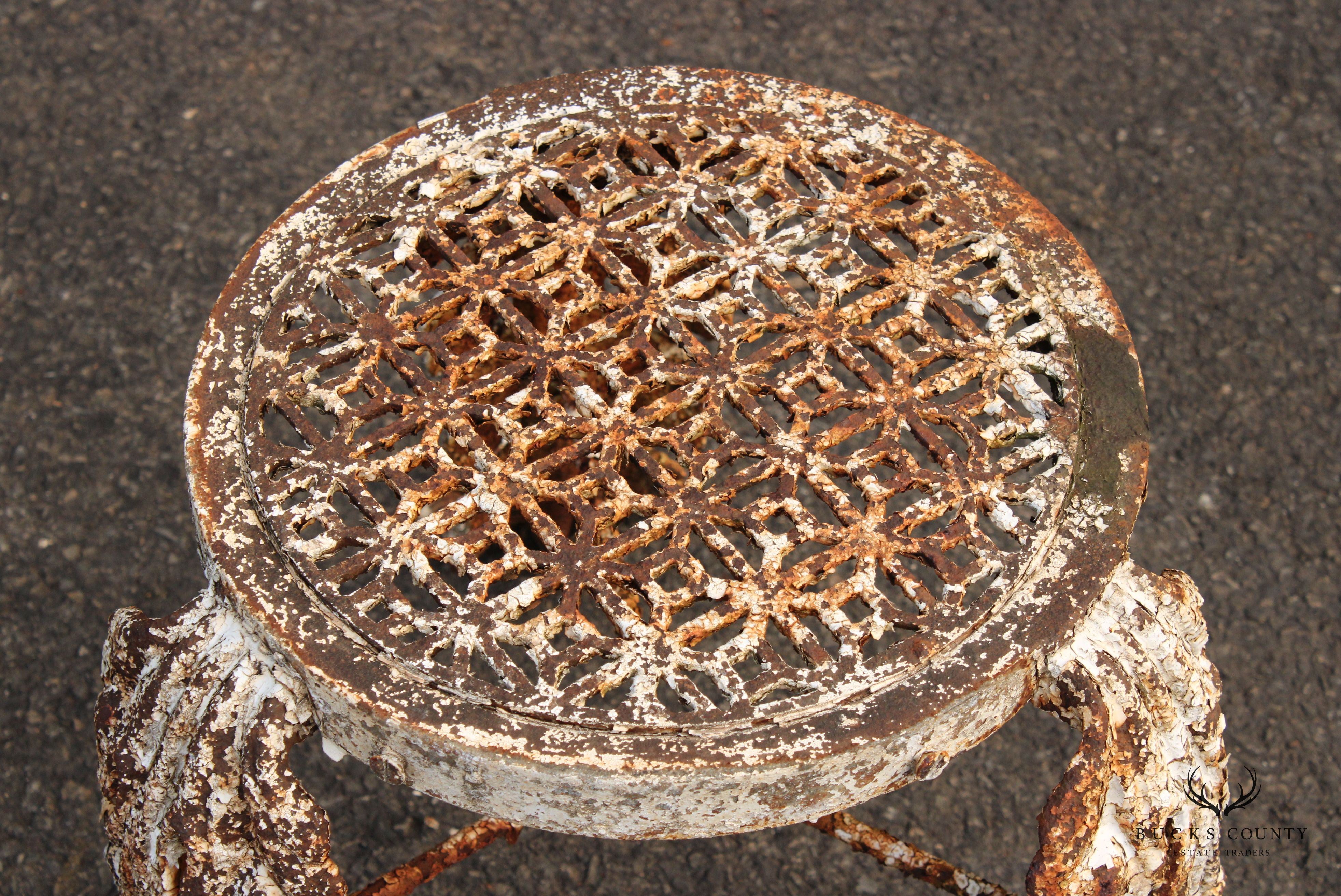 Antique Victorian Cast Iron Pair of Outdoor Patio Stools