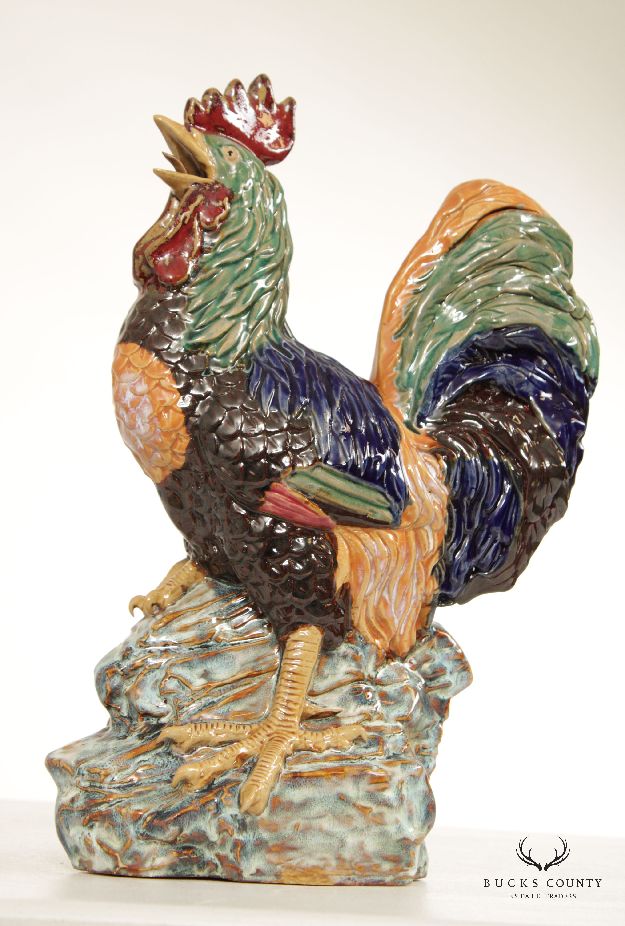 Chinese Export Vintage Painted Porcelain Rooster