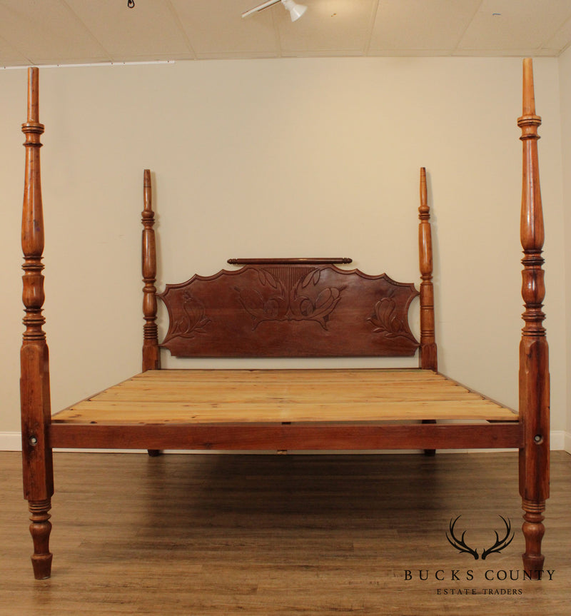 Antique 19th Century Caribbean West Indies Mahogany Poster Bed
