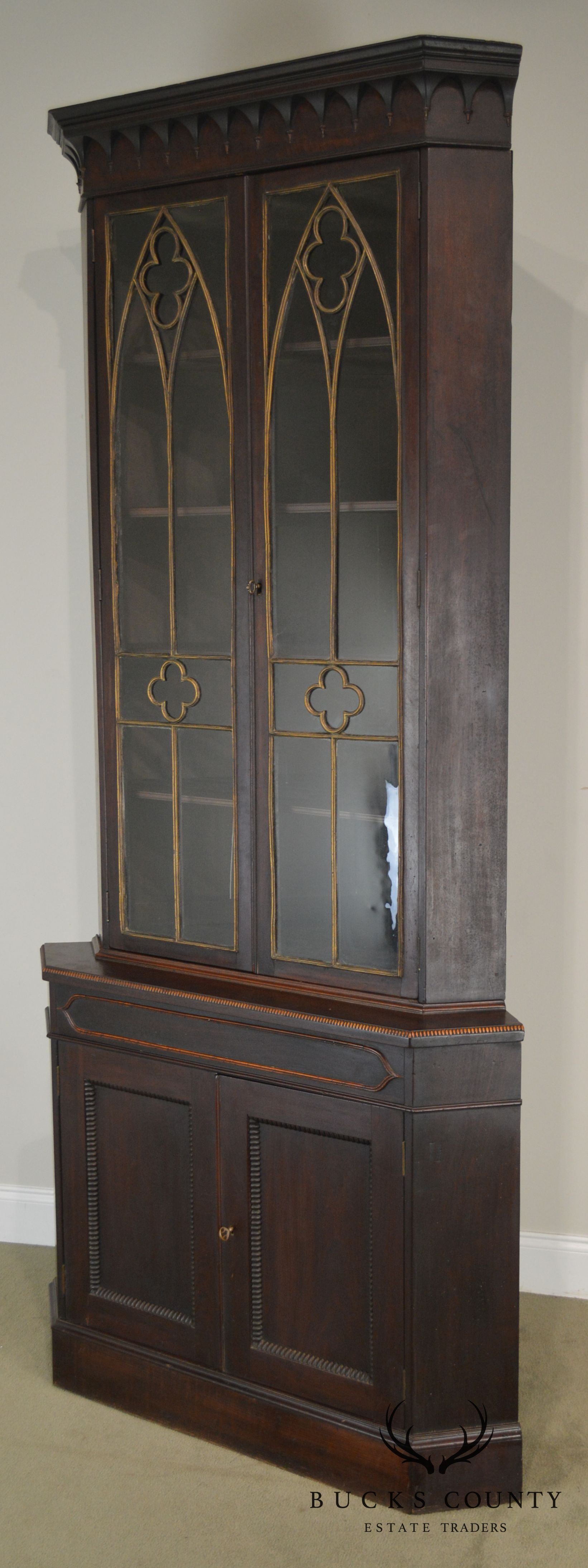 American Gothic Antique Rosewood Corner Cabinet Attributed to Meeks