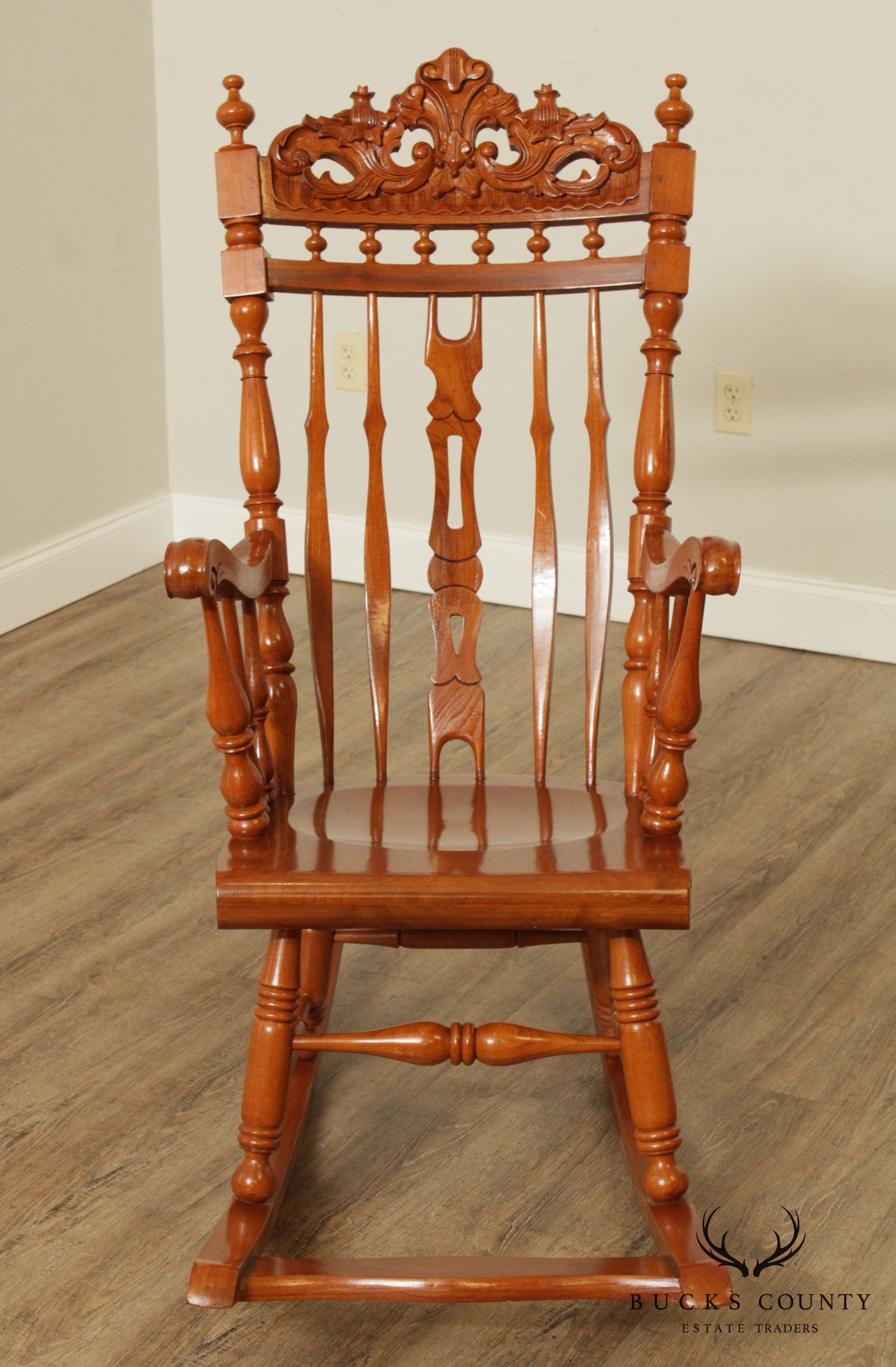 Custom Quality Renaissance Revival Style Carved Rocker