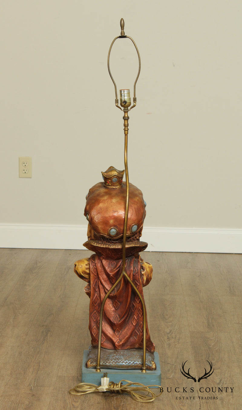 1960's Mid Century Modern Chalkware King Character Lamp