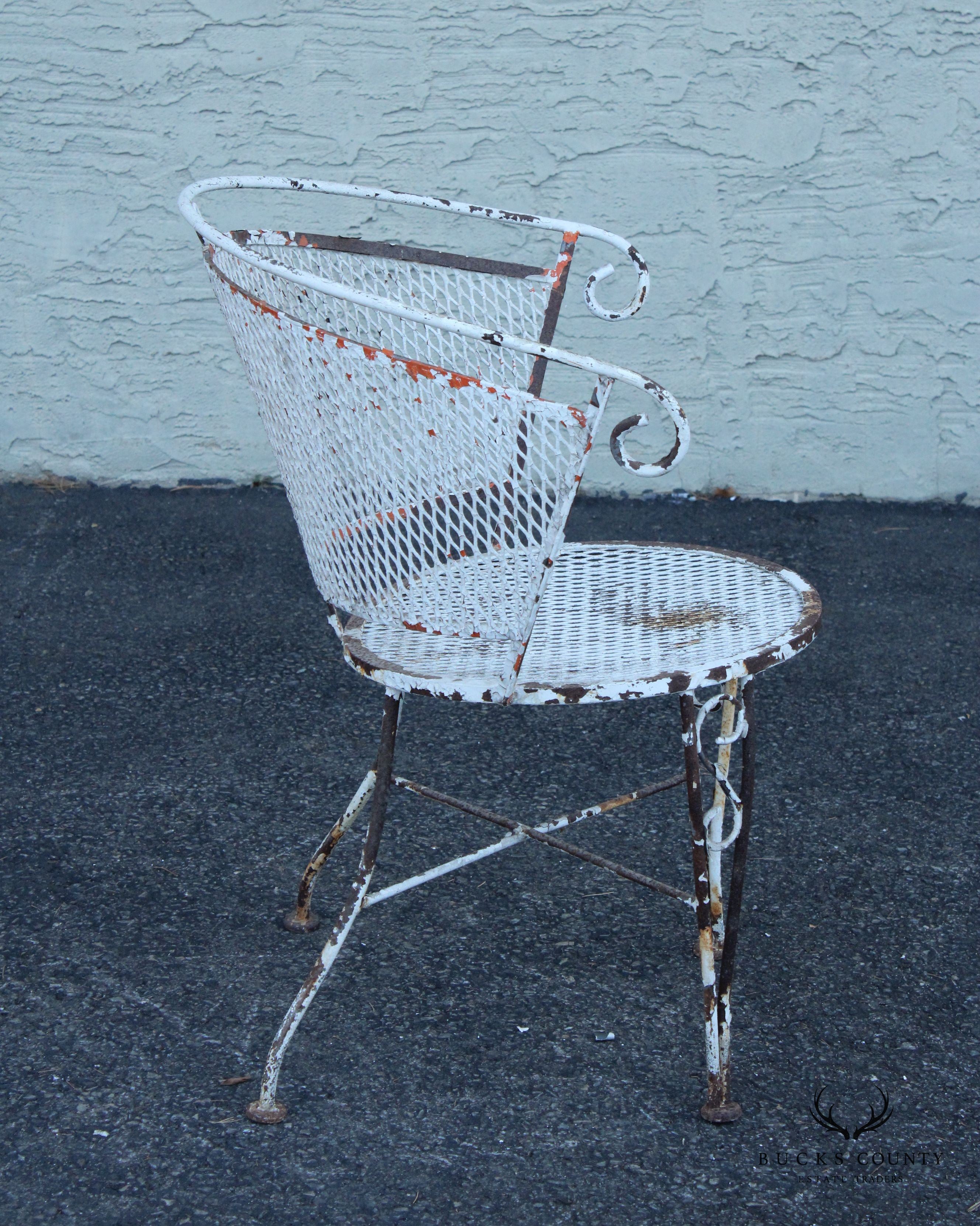 Mid Century Vintage Set of Four Wrought Iron Garden Chairs