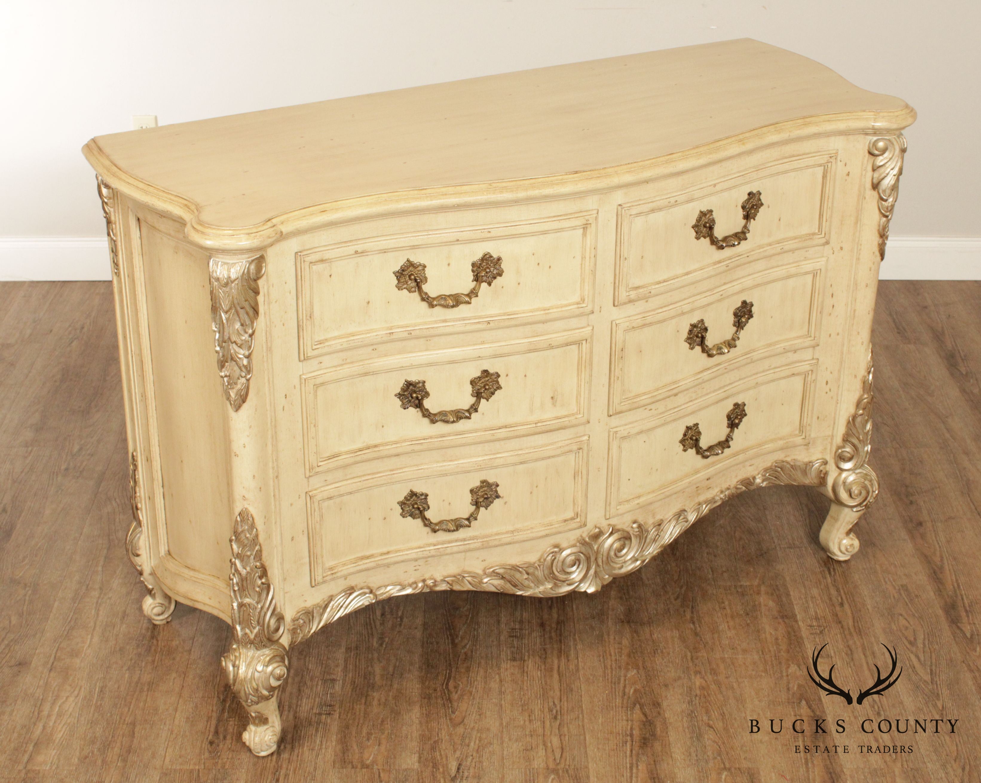 Jeffco French Louis XV Style Painted Serpentine Dresser