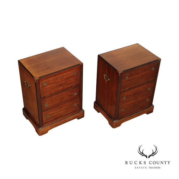 National Mount Airy Campaign Style Pair of Cherry Chest Nightstands