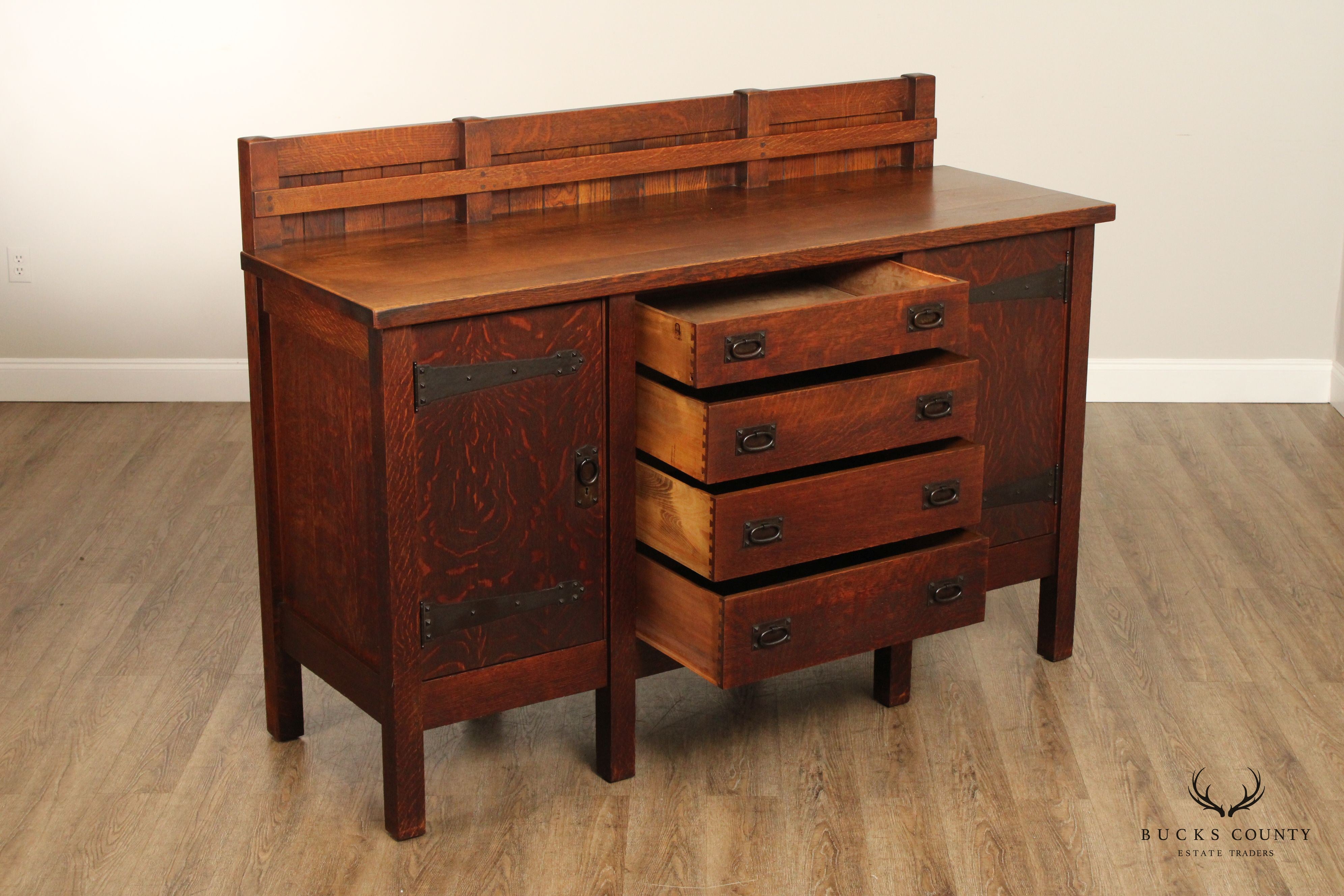 Gustav Stickley Mission Eight Leg Oak Sideboard