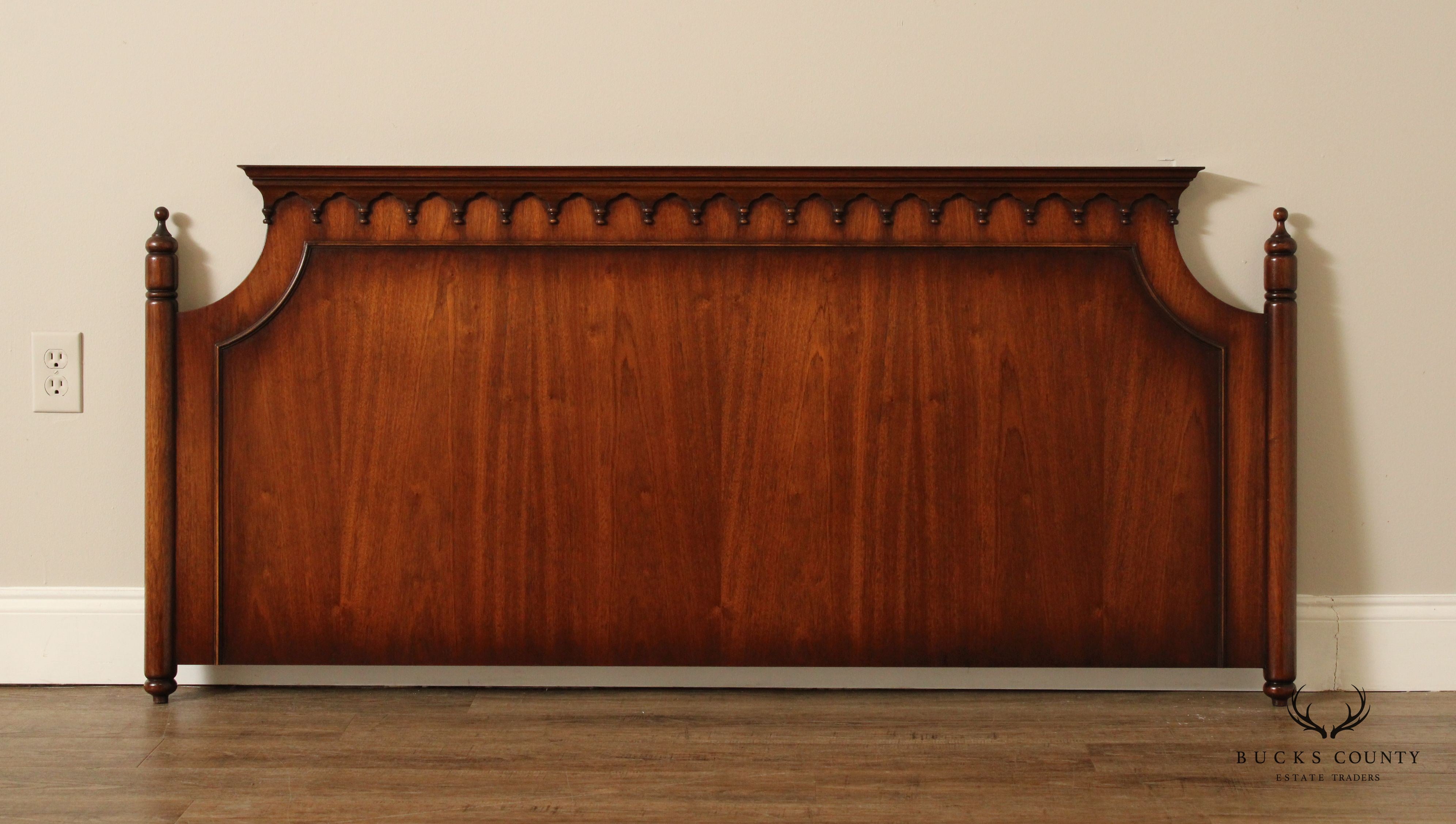 Victorian Style Carved Walnut Queen Size Headboard