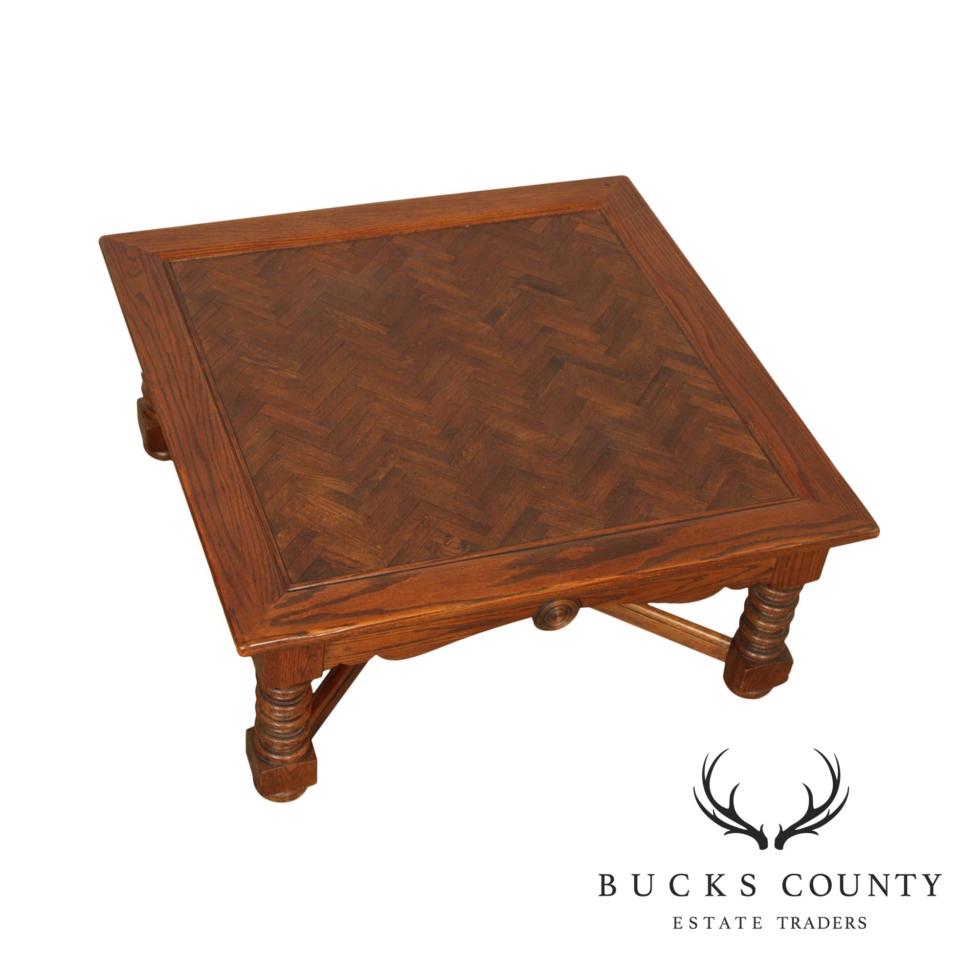 Hekman Vintage Square Oak Parquet Top Coffee Table