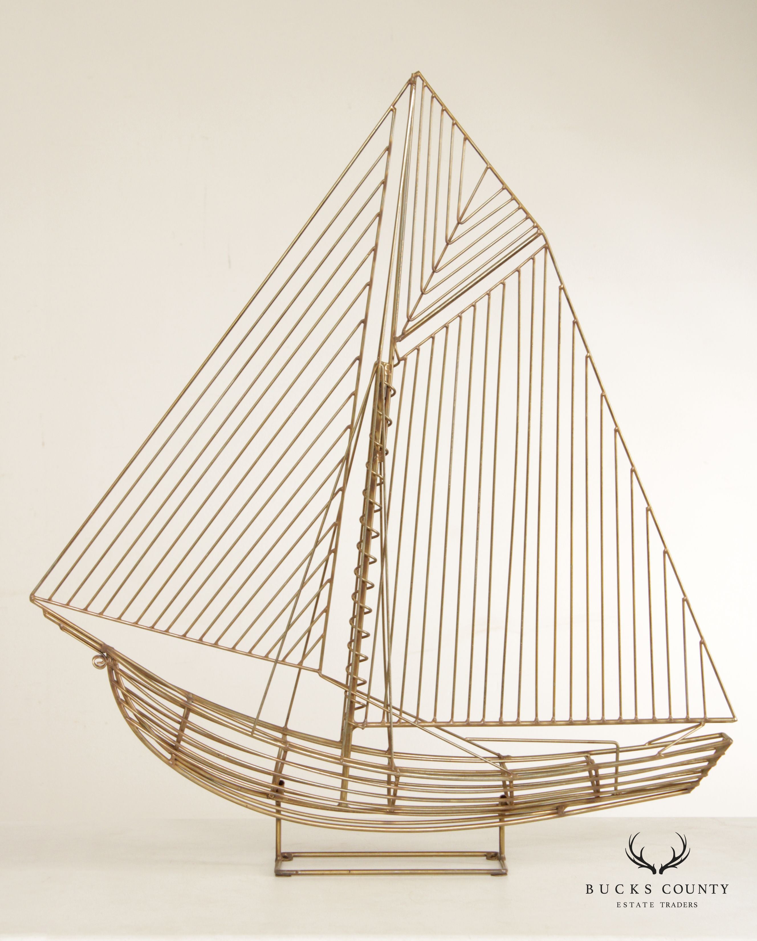 Curtis Jere 1970s Metal Sailboat Ship Sculpture