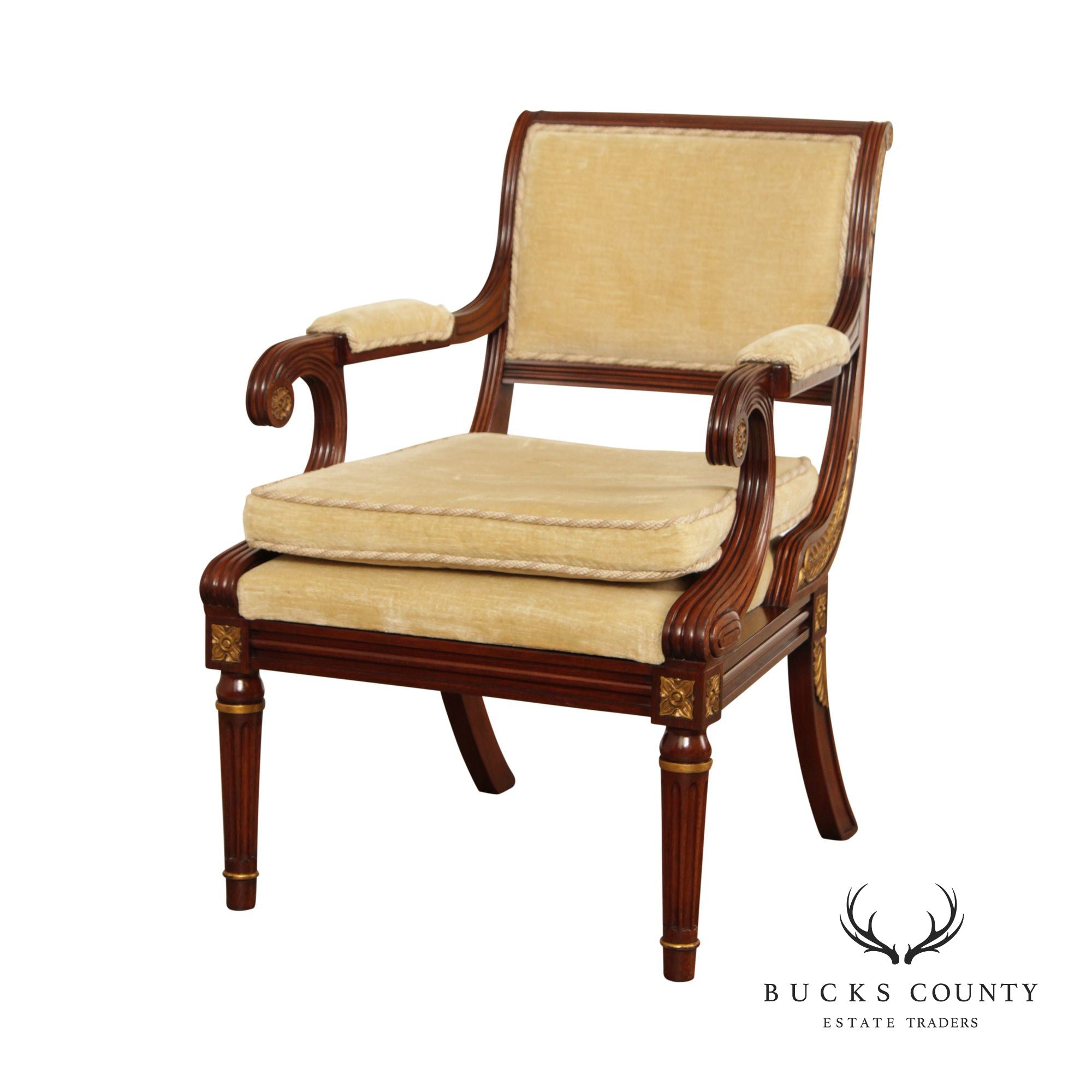 Smith & Watson Regency Style Mahogany and Parcel Gilt Armchair