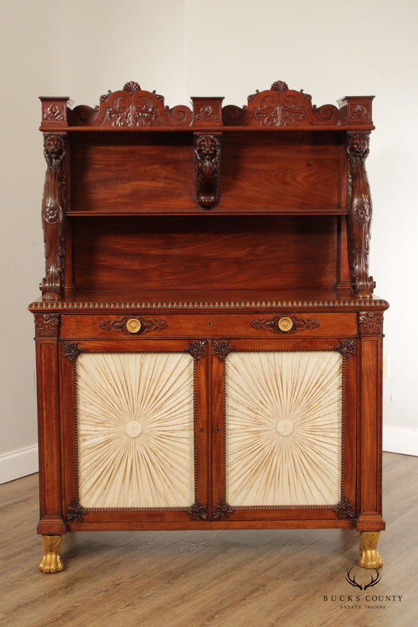 Antique English Charles X Style Carved Mahogany Chiffonier Sideboard