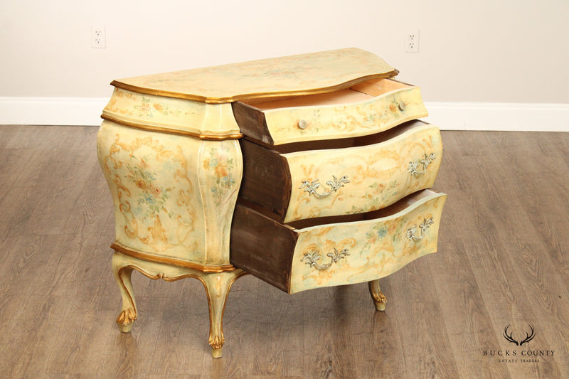 Italian Louis XV Style Paint Decorated Bombe Chest