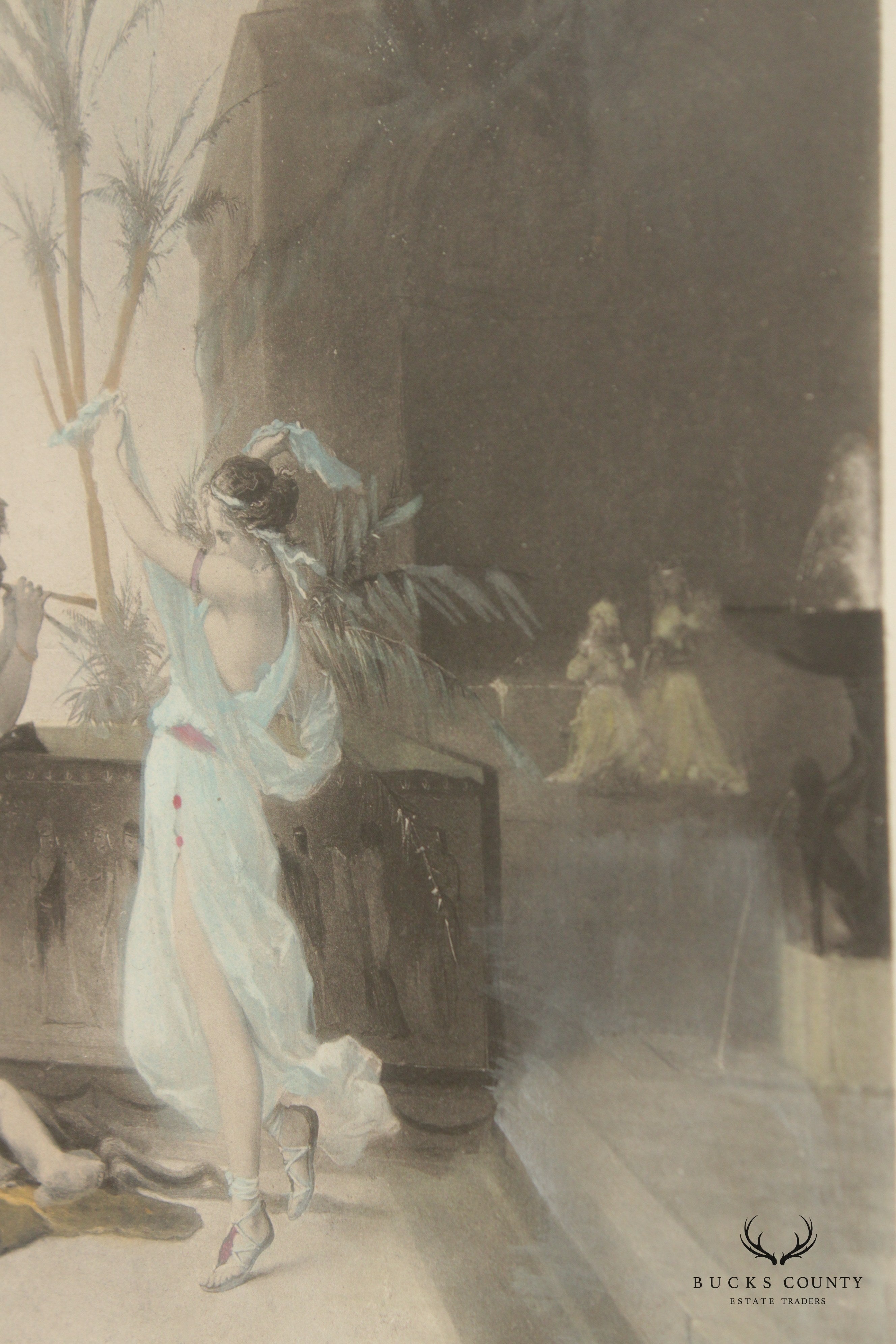 Antique 'Pompeian Dance' Hand-Colored Engraving, After Louis Coomans