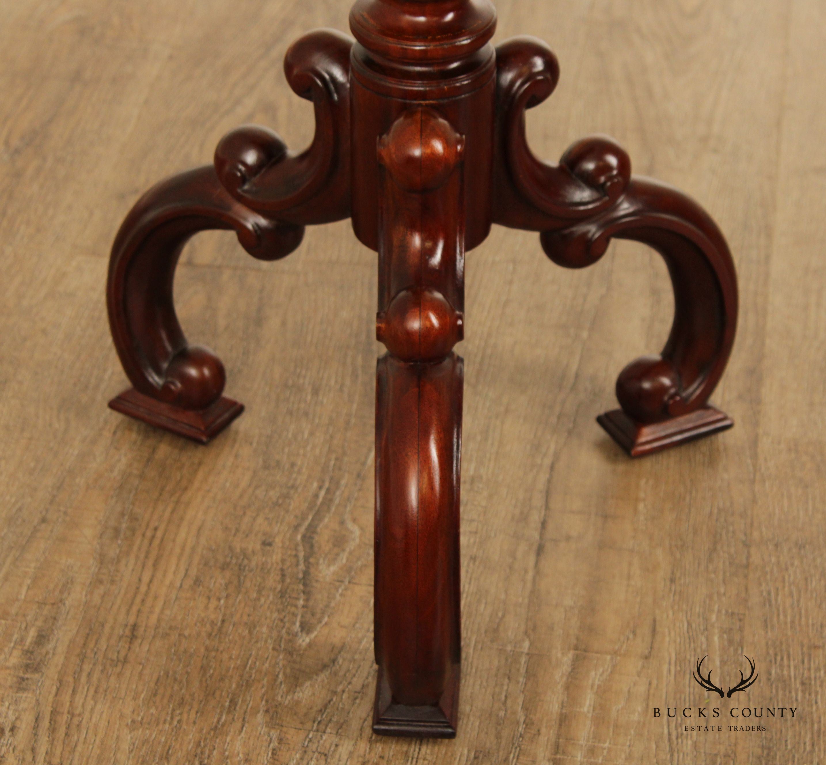 Maitland Smith Carved Mahogany Pedestal Plant Stand