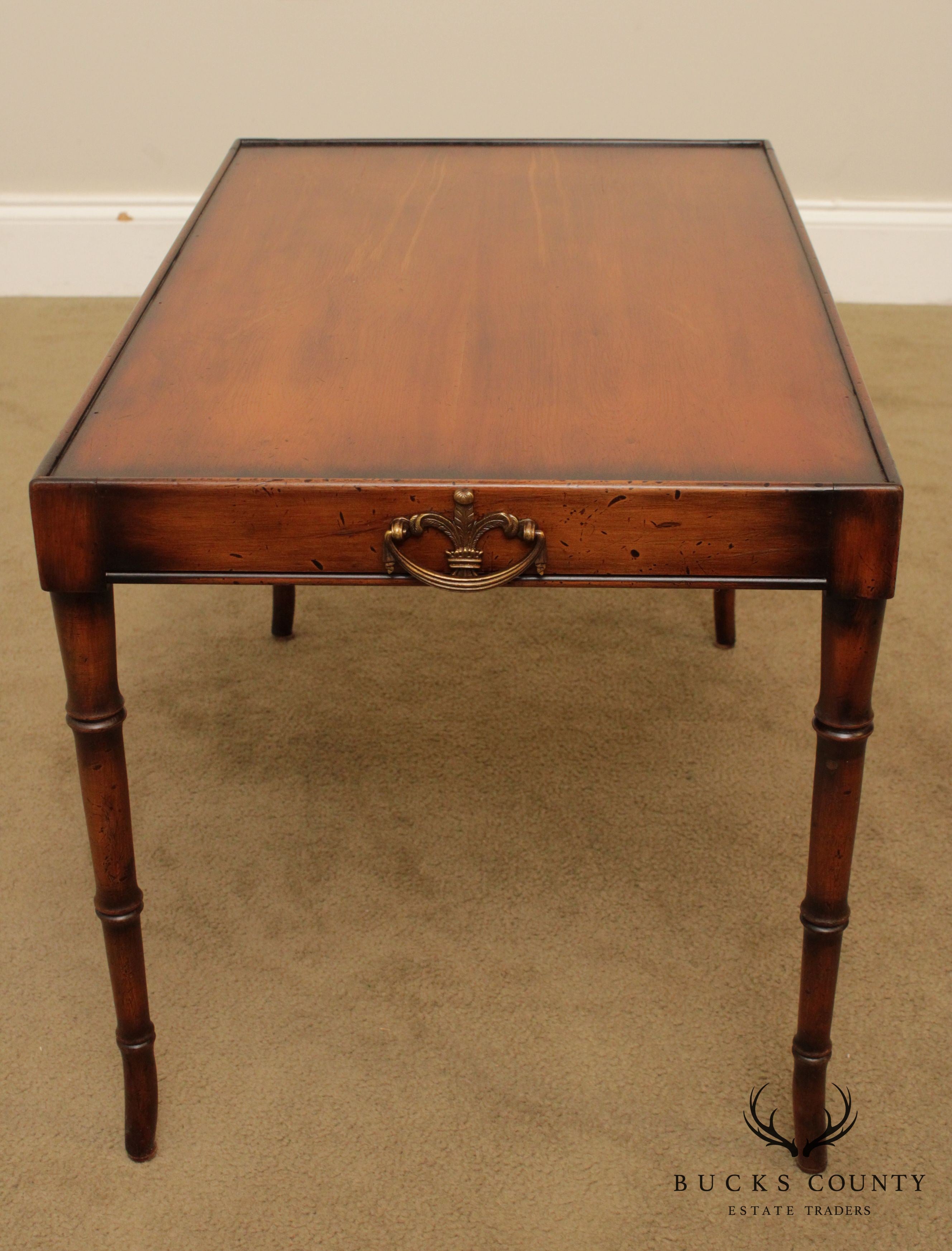 Glenister High Wycombe Regency Style Yew Wood Faux Bamboo Coffee Table