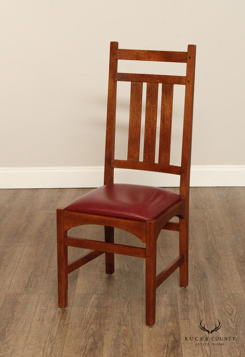 STICKLEY MISSION COLLECTION HARVEY ELLIS SET OF FOUR OAK DINING CHAIRS