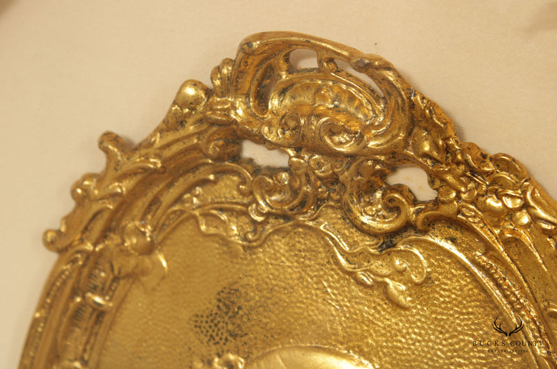 Art Nouveau Style Figural Gilt Cast Plaque, Custom Framed