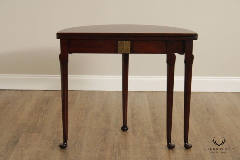 Statton Queen Anne Style Cherry Demilune Console Game Table