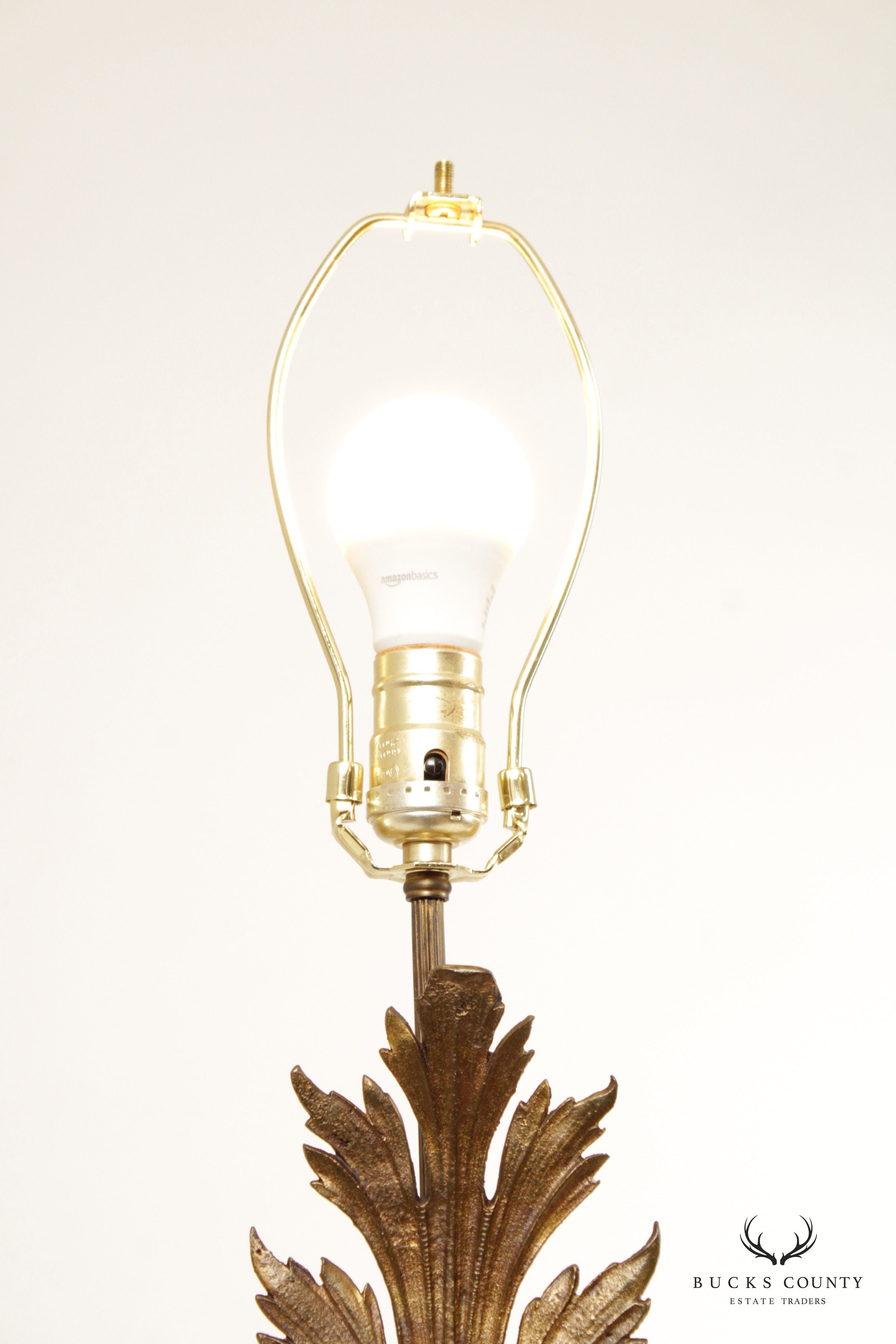 Acanthus Bronze and Marble Table Lamp with Shade