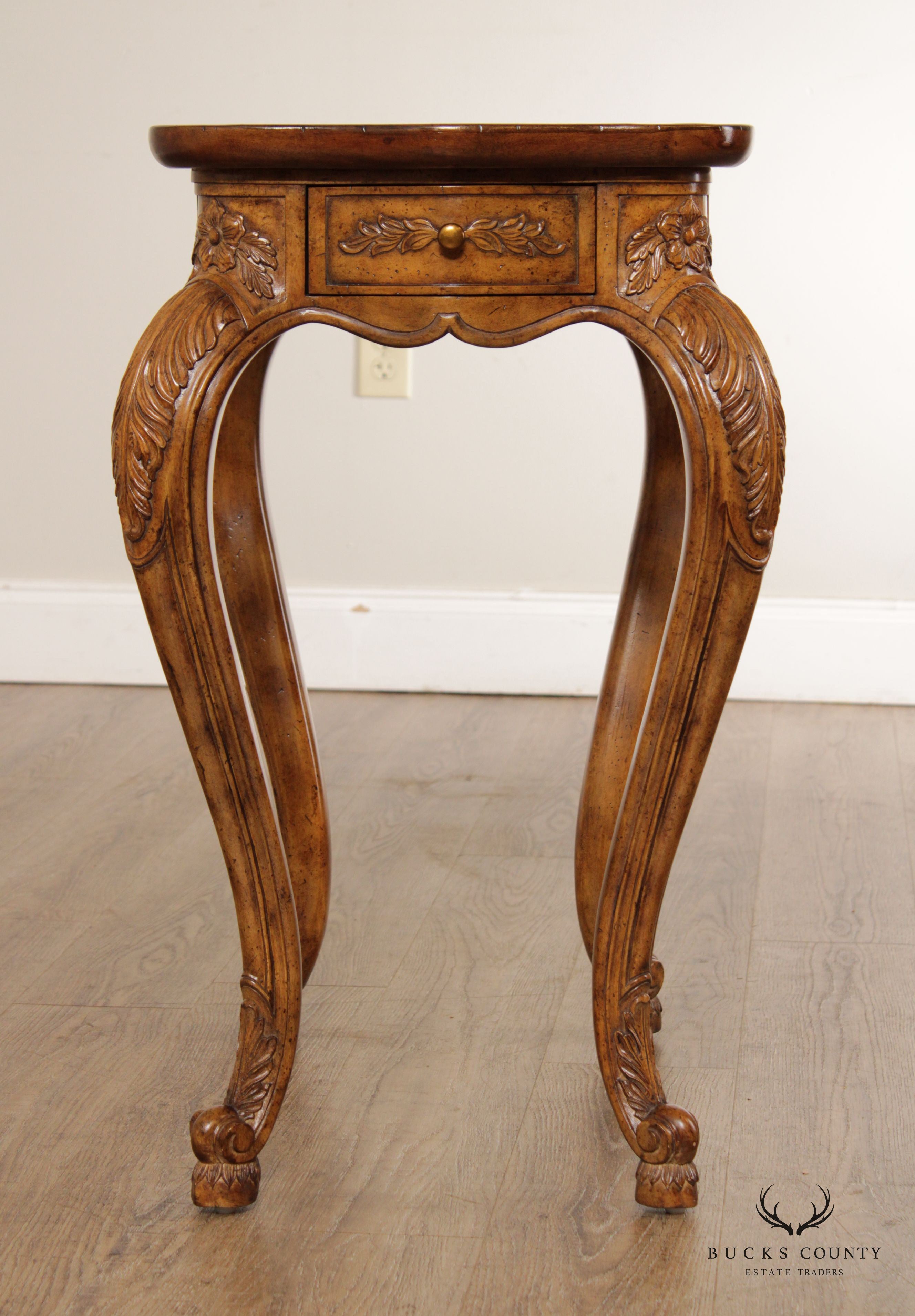 Maitland Smith French Provincial Carved Side Table