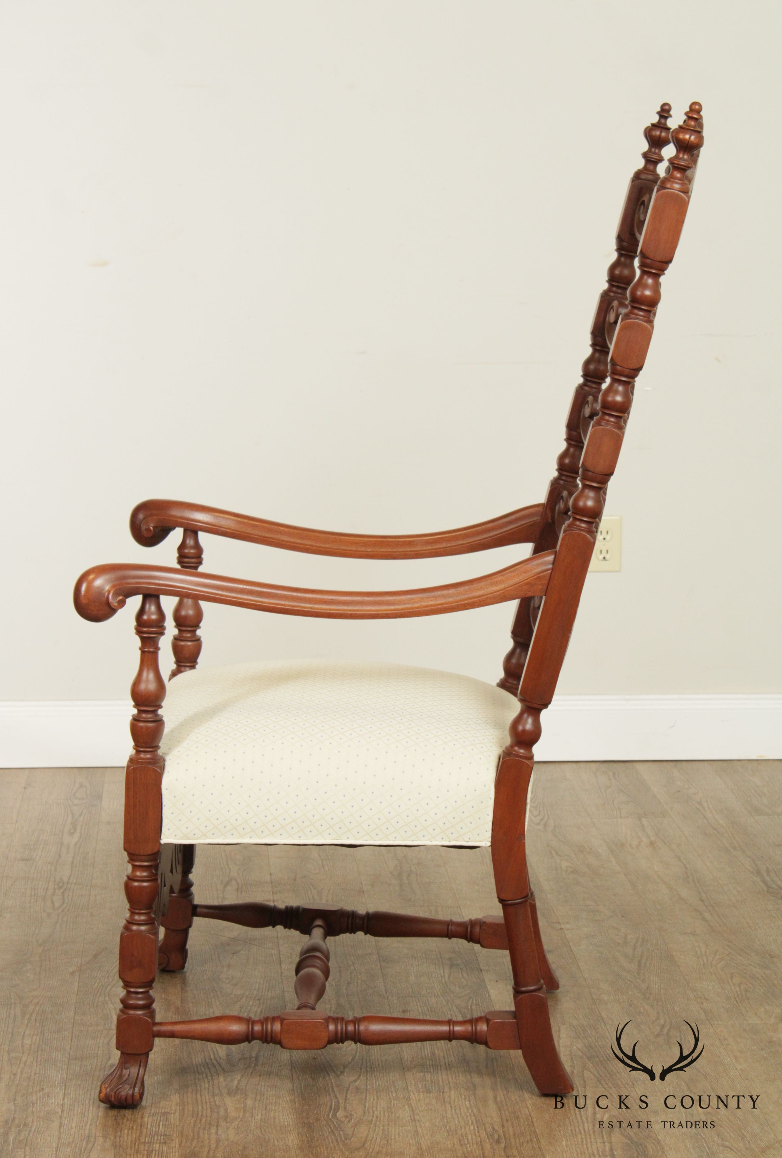 Italian Renaissance Revival Vintage High Back Armchair