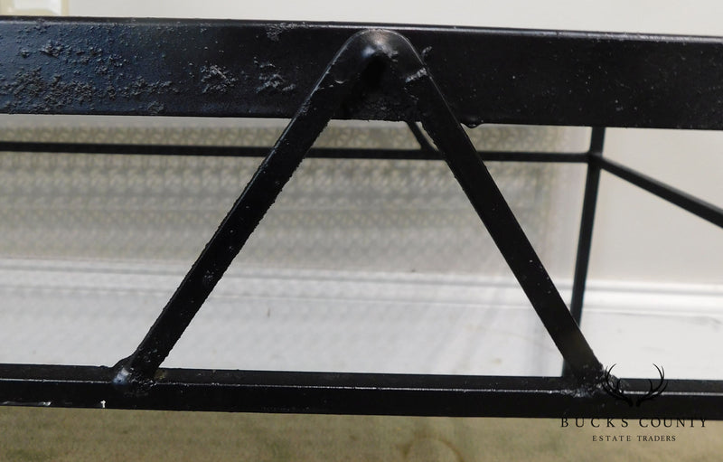 Mid Century Modern Black Wrought Iron Long Step Table