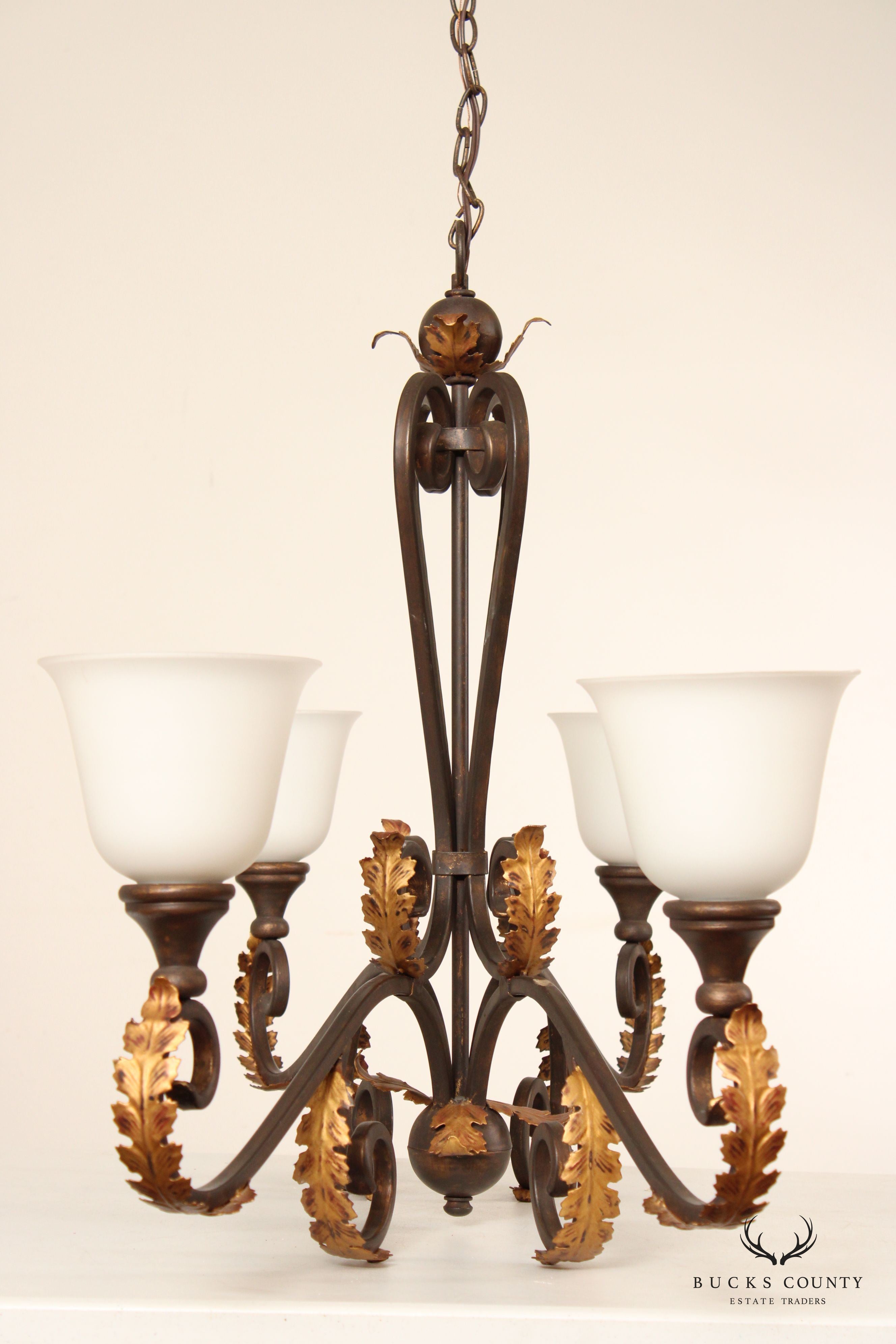 Tuscan Style Wrought Iron Four-Light Island Chandelier